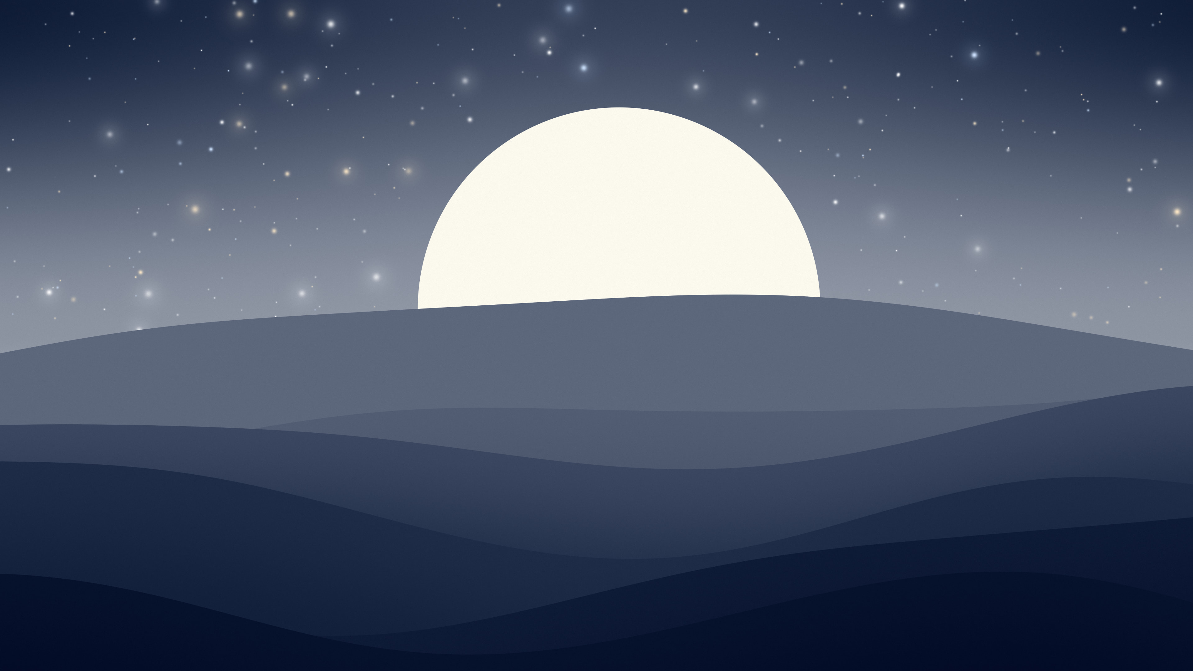 Navy and White Minimalist Sunset Hills desktop wallpaper in 4K