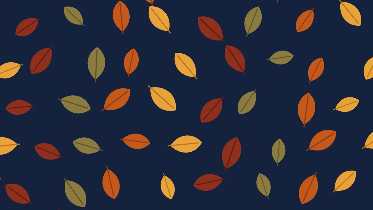Navy Autumn Leaves Pattern desktop wallpaper in 4K