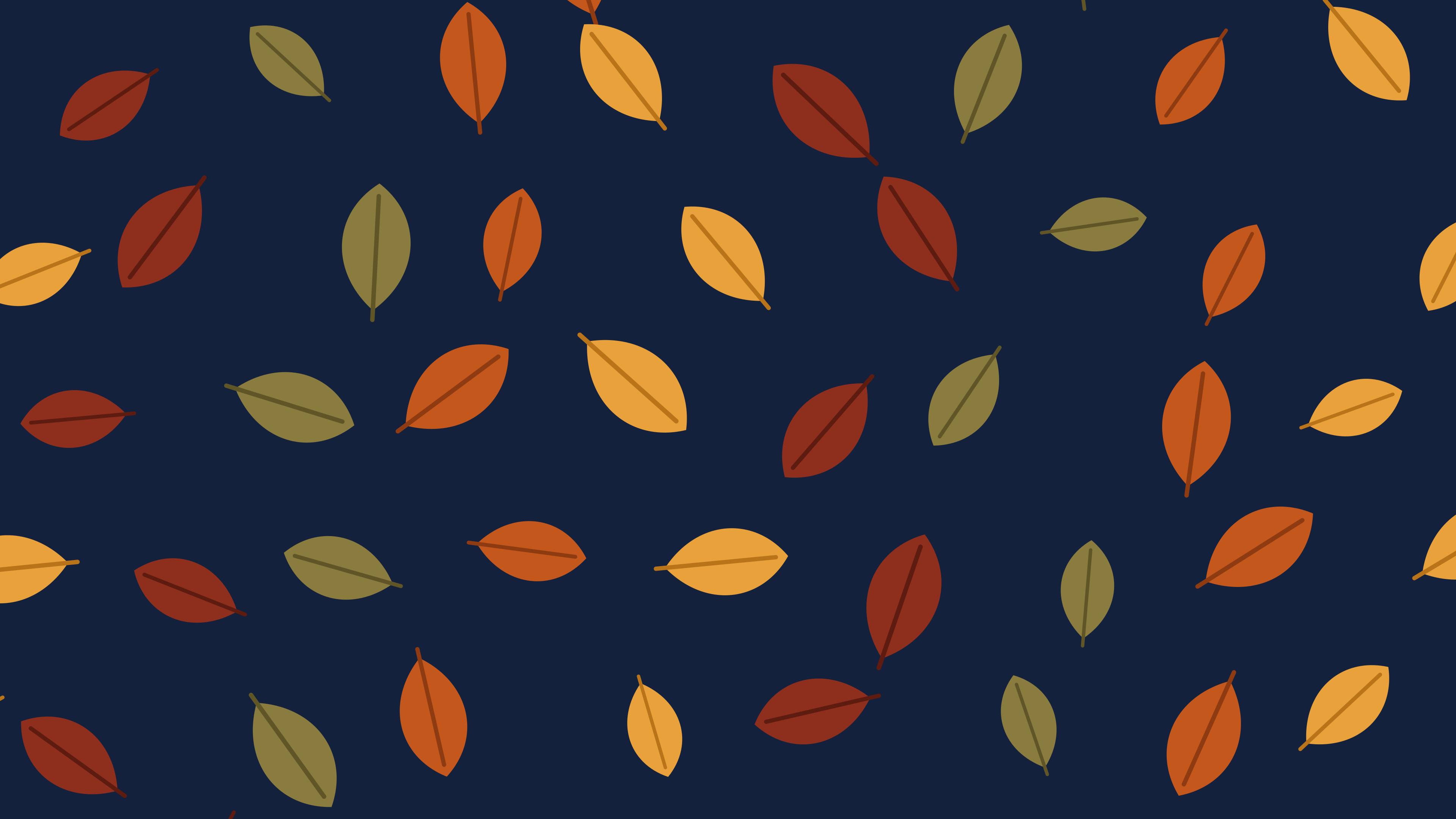 Navy Autumn Leaves Pattern desktop wallpaper in 4K
