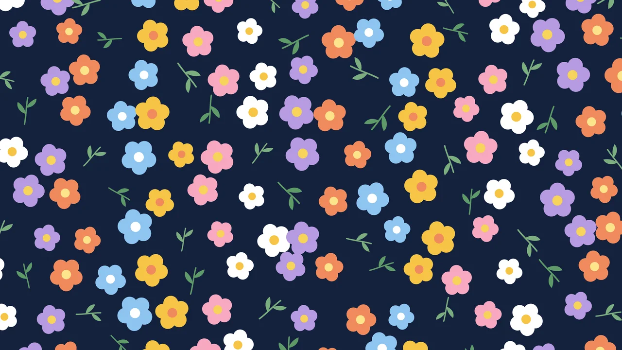 Navy Ditsy Floral Pattern desktop wallpaper in 4K