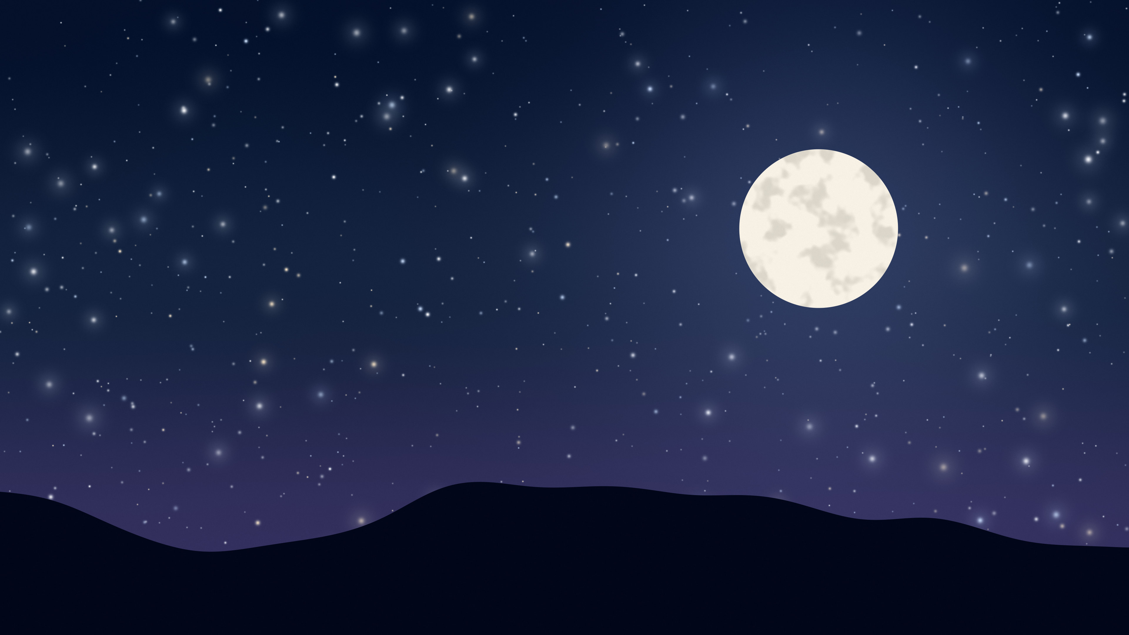 Navy Moon and Stars Night Sky desktop wallpaper in 4K