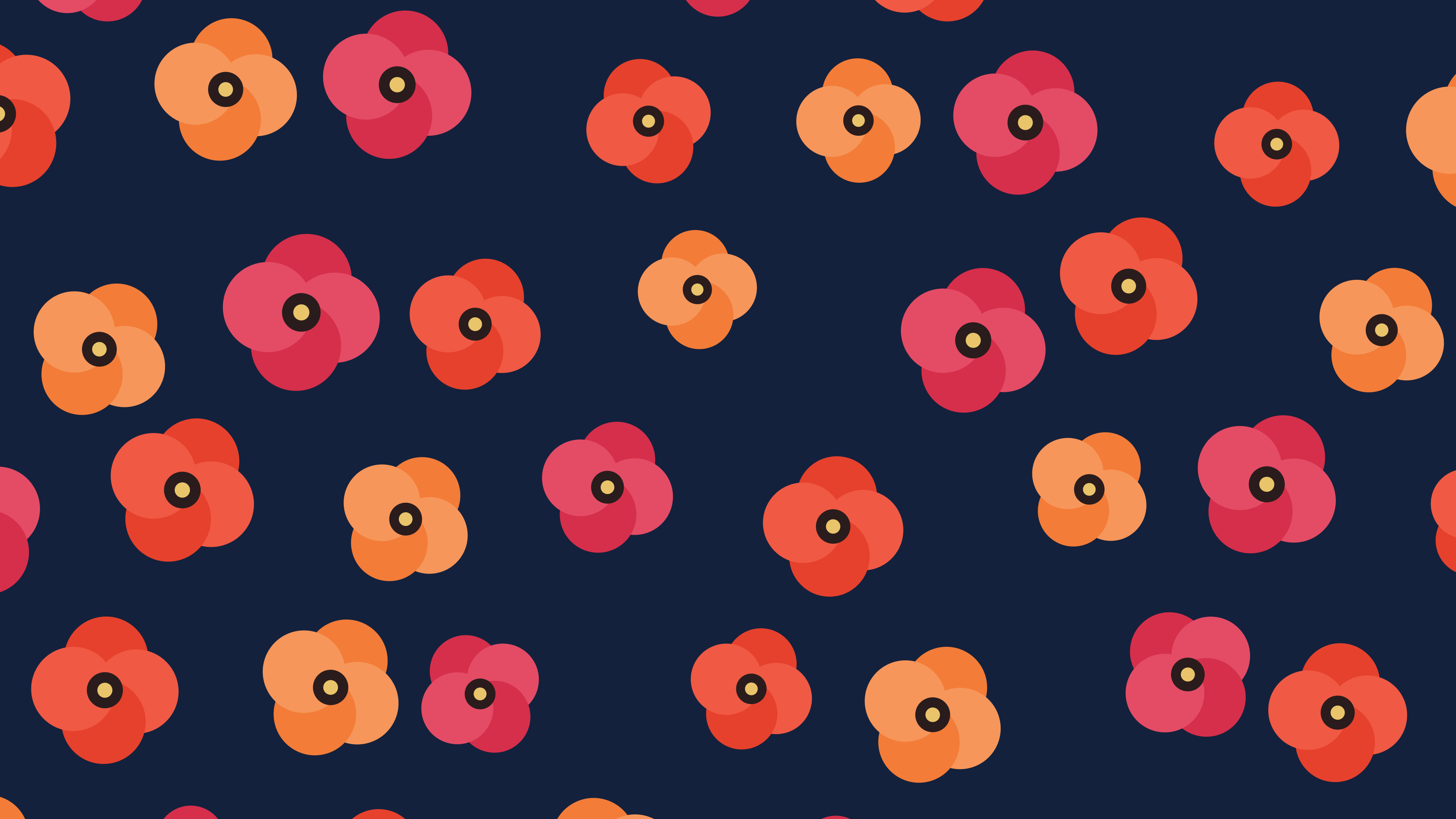 Navy Poppy Flower Pattern desktop wallpaper in 4K