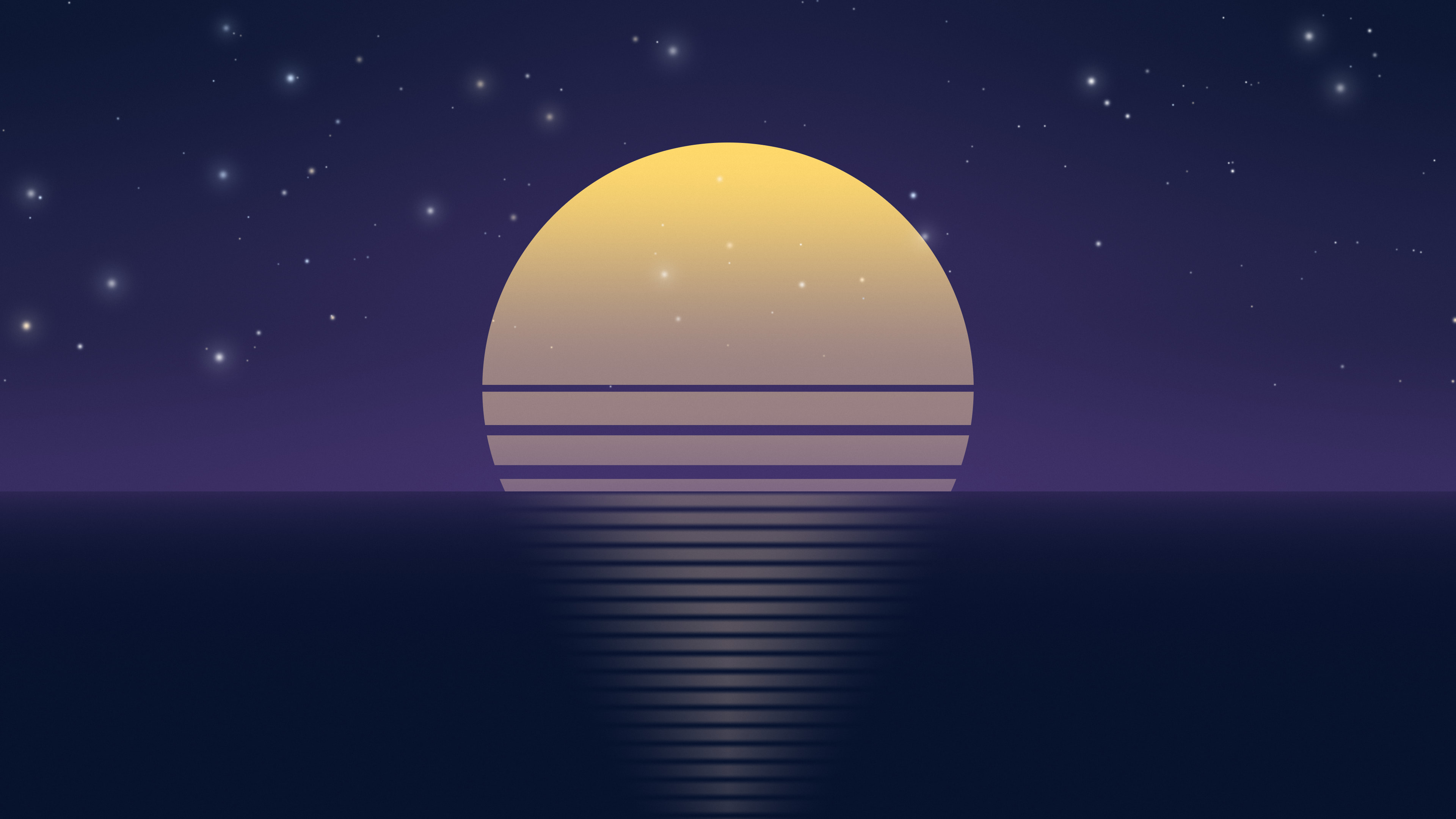 Navy Retro Striped Sun desktop wallpaper in 4K