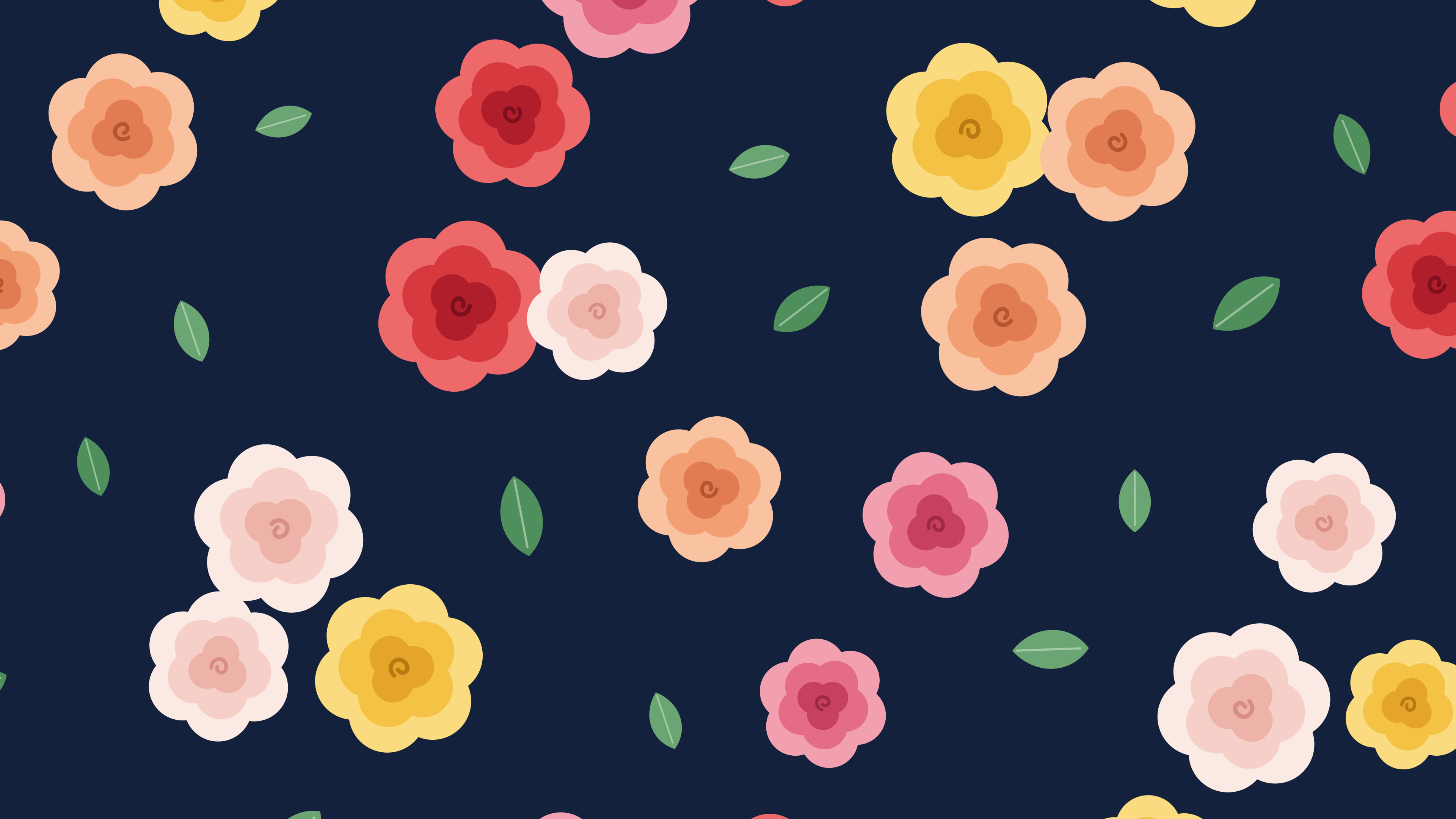 Navy Rose Pattern desktop wallpaper in 4K