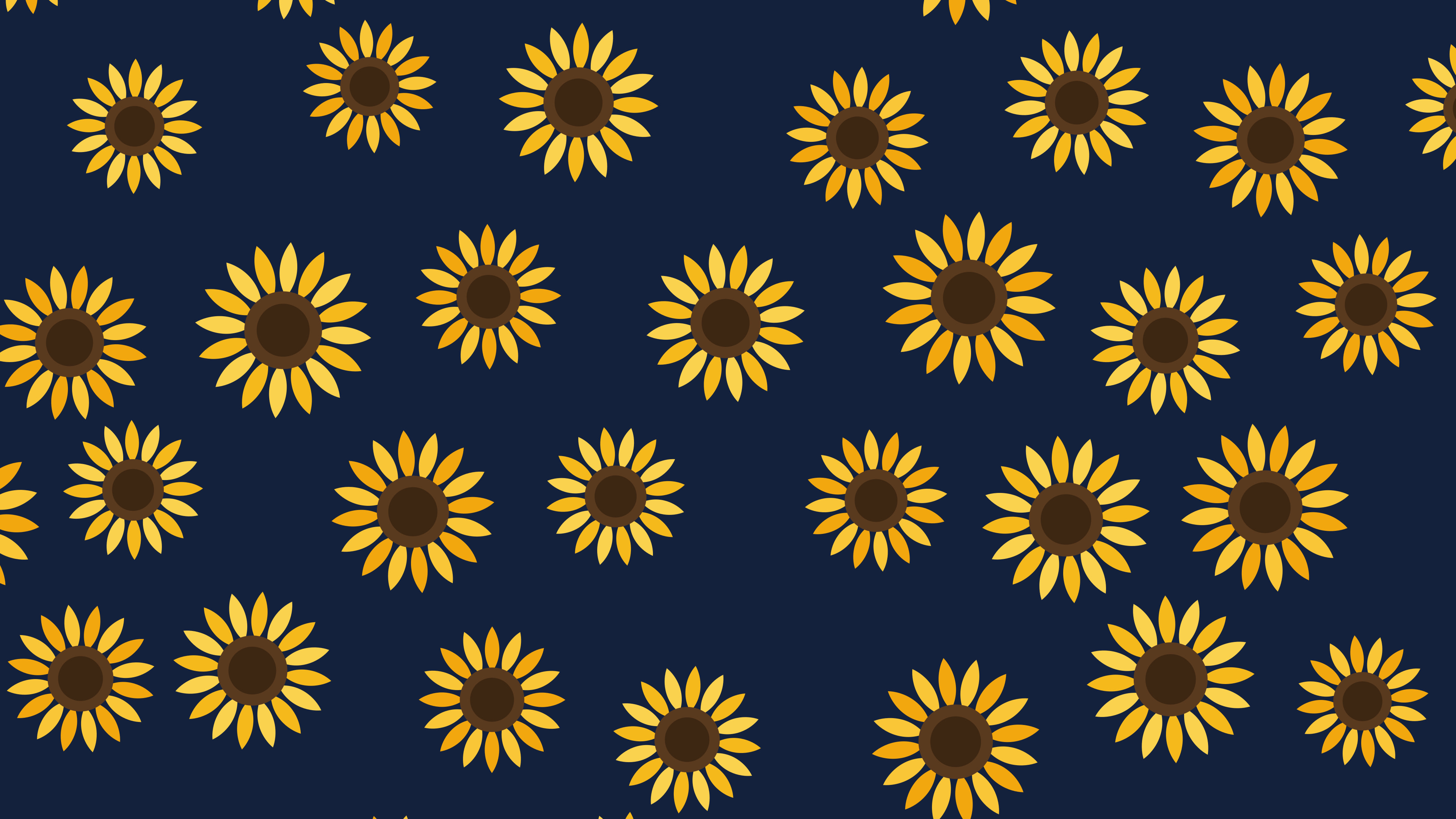 Navy Sunflower Pattern desktop wallpaper in 4K