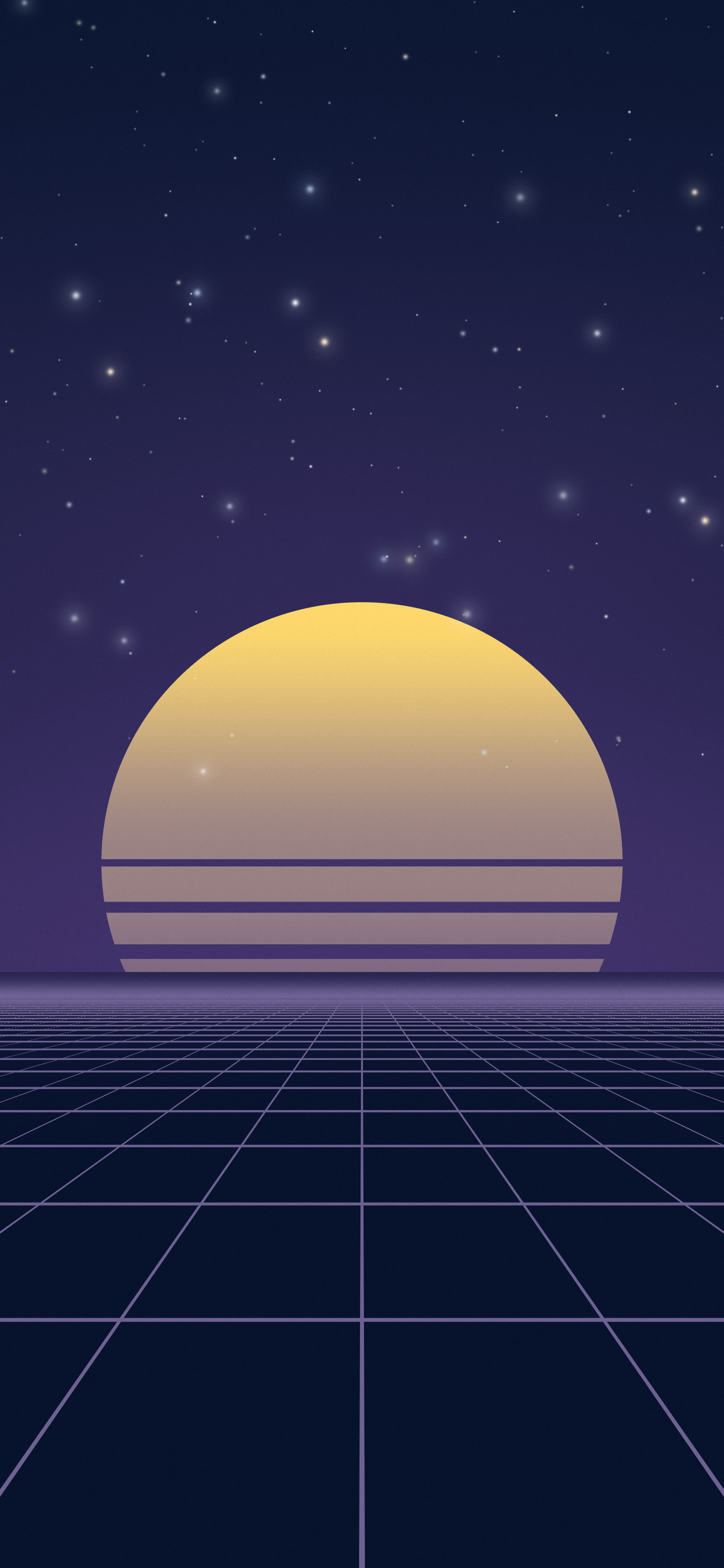 Navy Synthwave Grid Sunset wallpaper for iPhone and Android