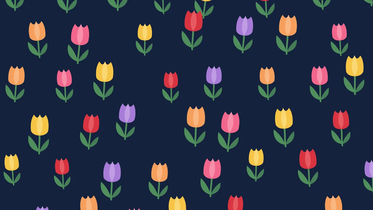 Navy Tulip Pattern desktop wallpaper in 4K