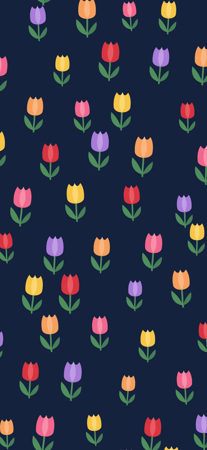 Navy Tulip Pattern wallpaper for iPhone and Android