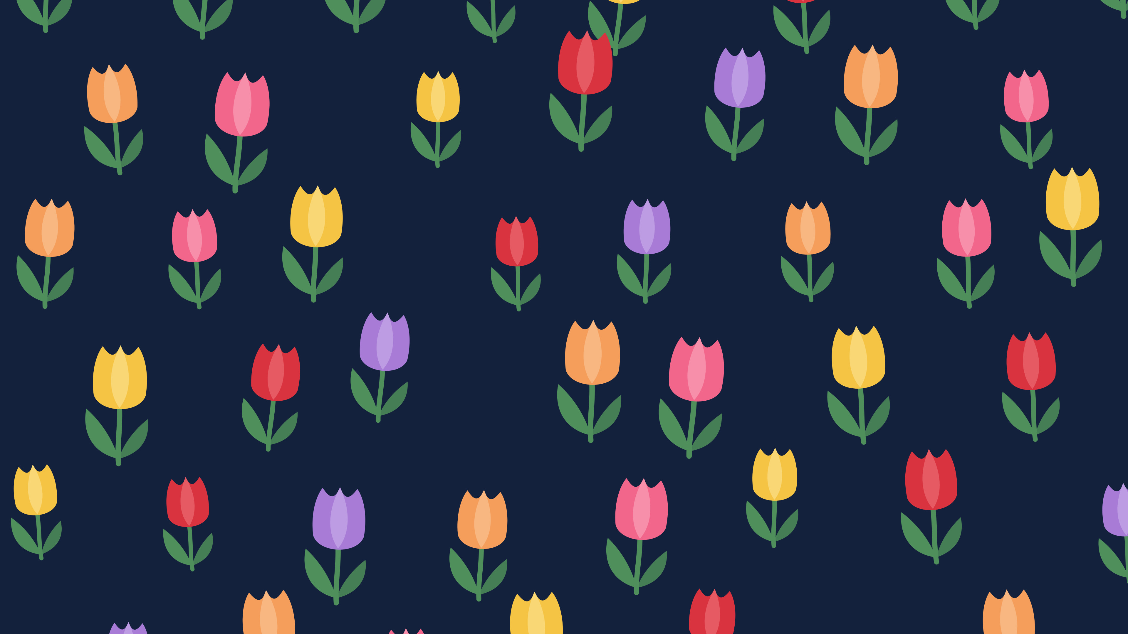 Navy Tulip Pattern desktop wallpaper in 4K