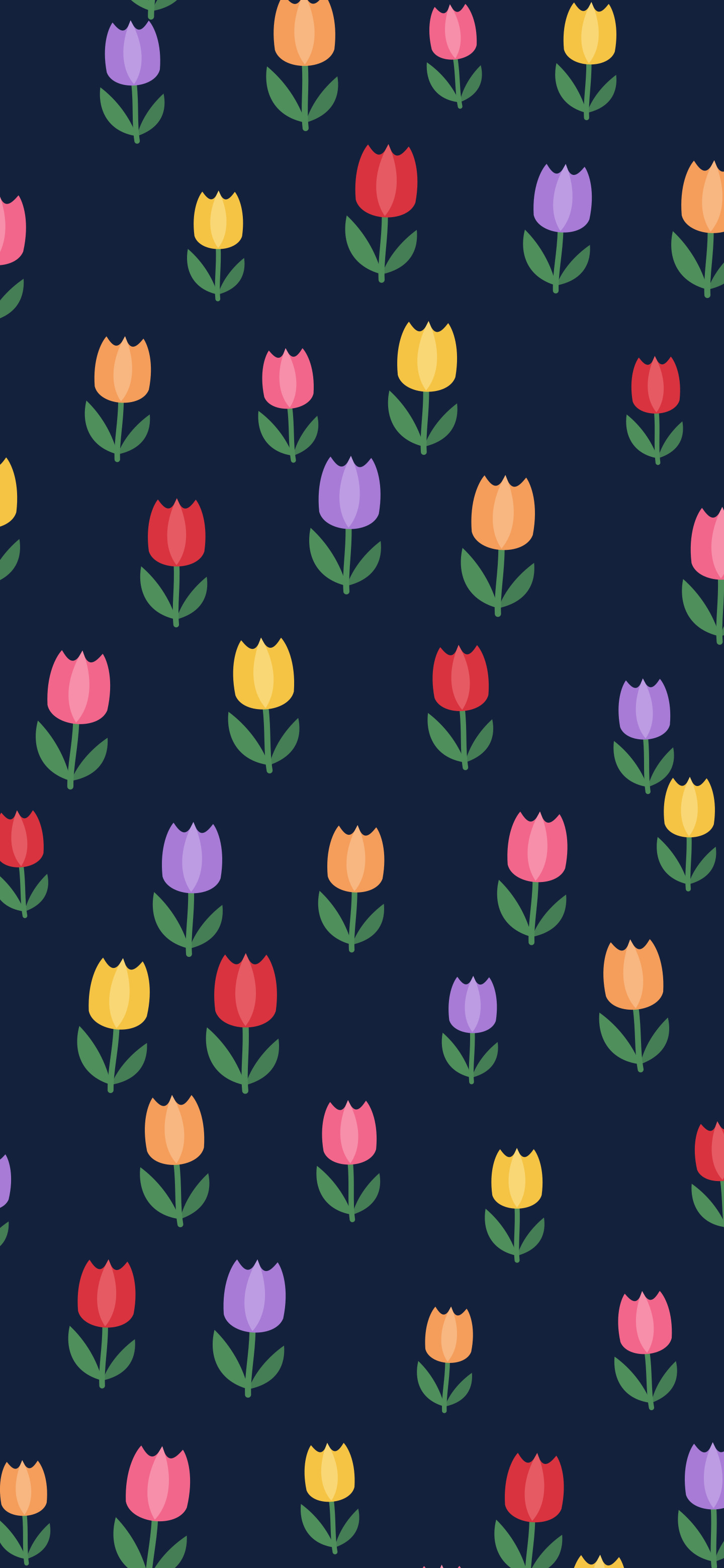 Navy Tulip Pattern wallpaper for iPhone and Android