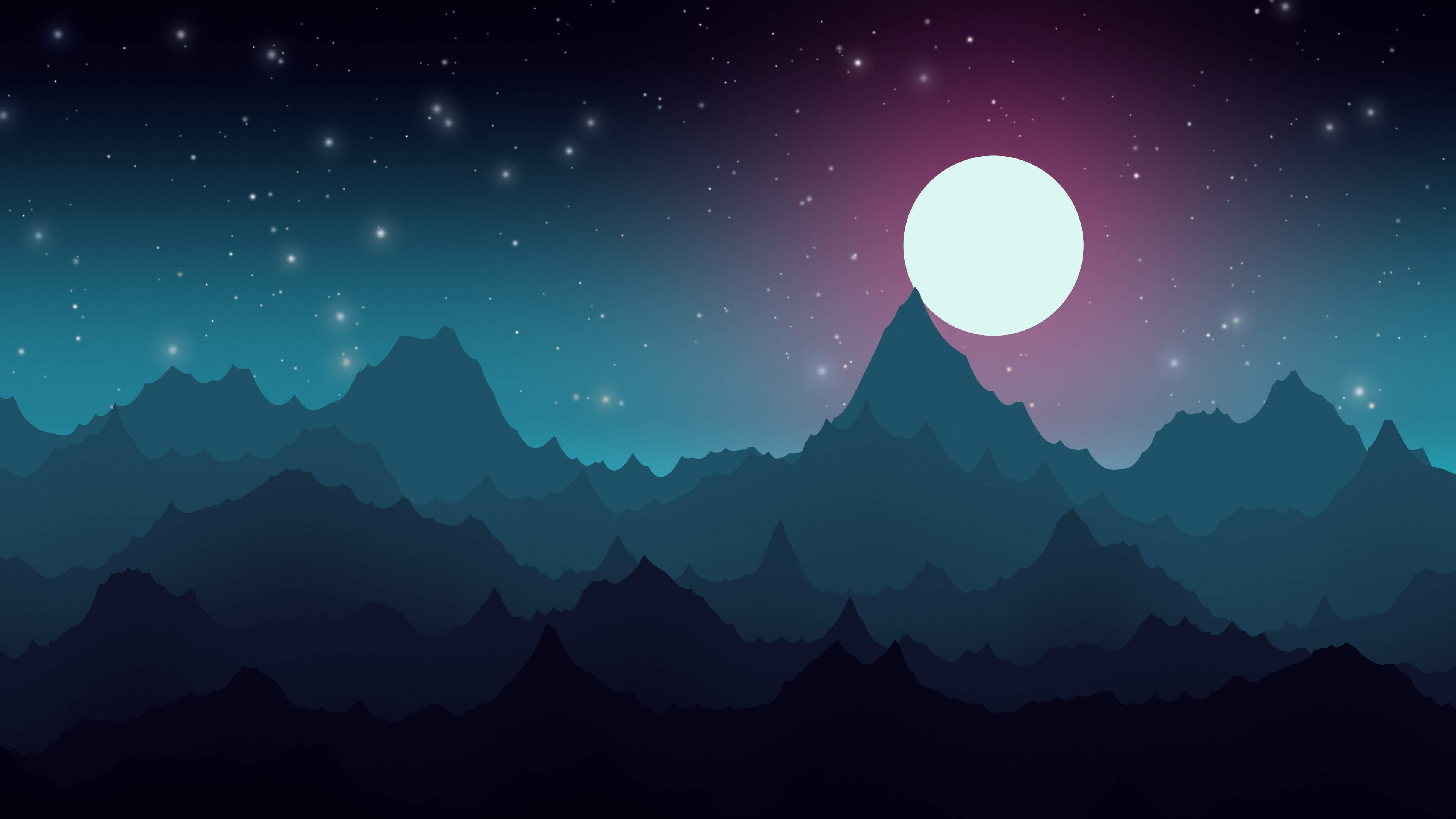 Neon Cyber Minimalist Mountain Landscape desktop wallpaper in 4K