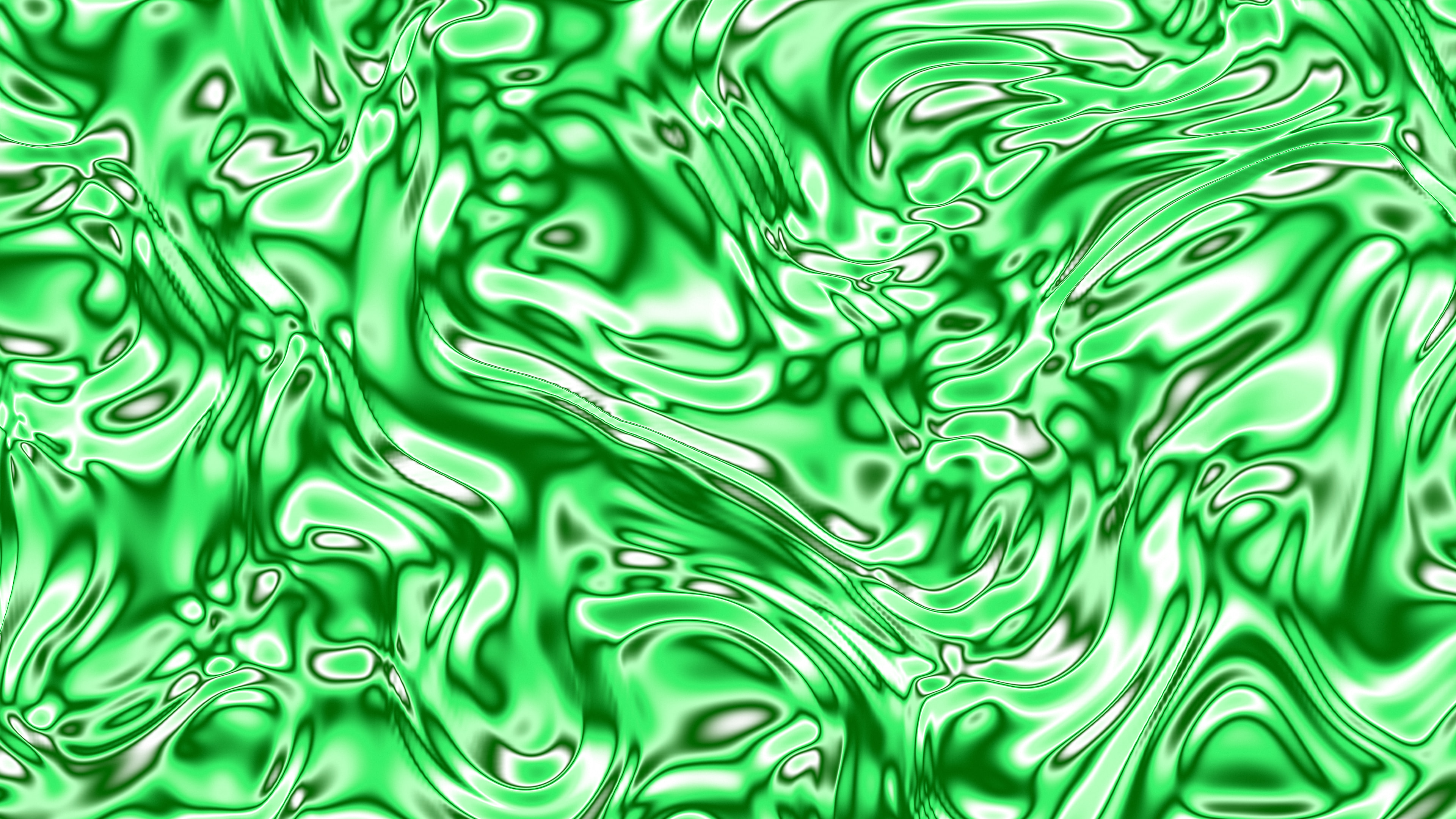 Neon Green Liquid Chrome desktop wallpaper in 4K