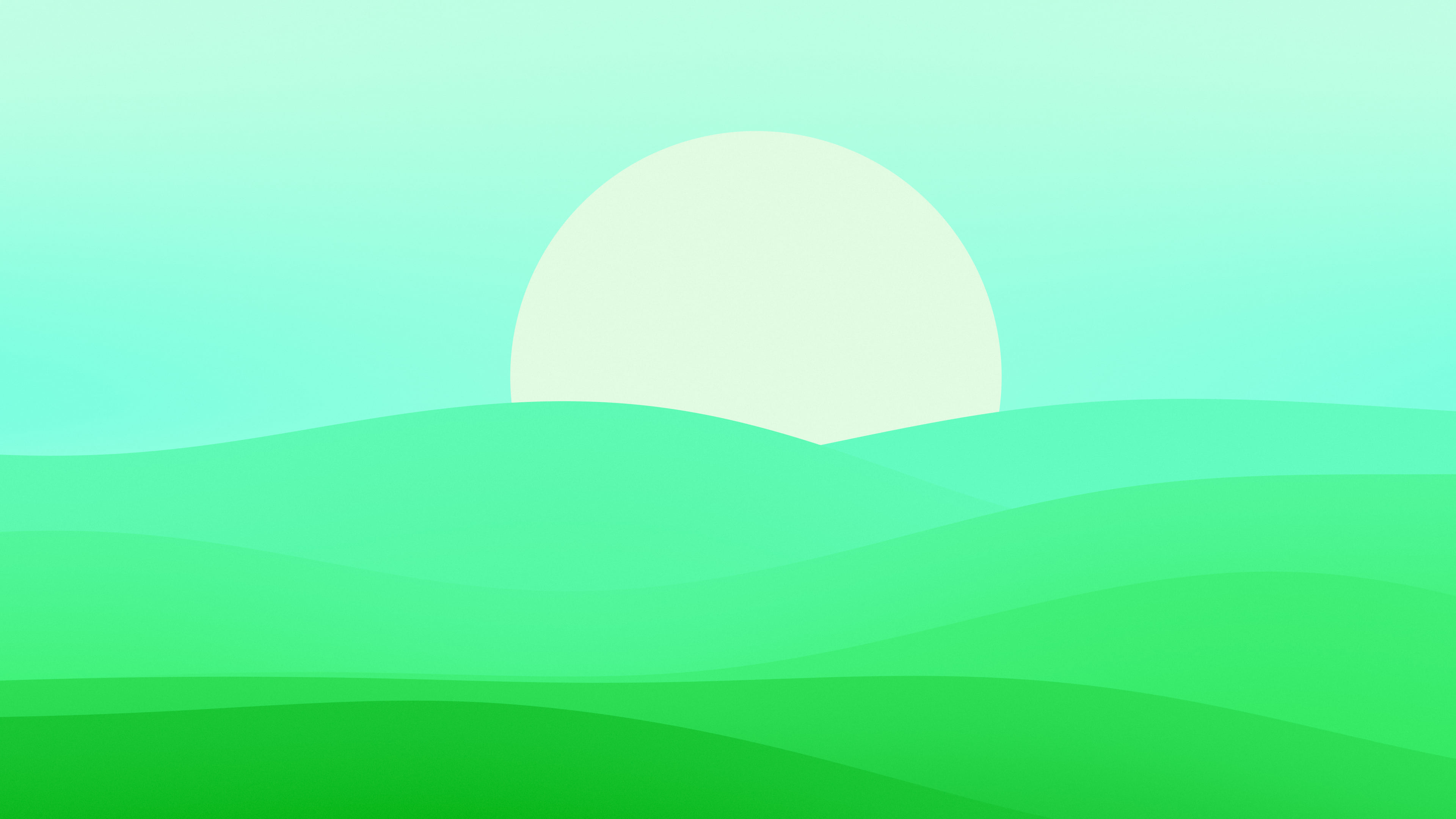 Neon Green Minimalist Sunset Hills desktop wallpaper in 4K