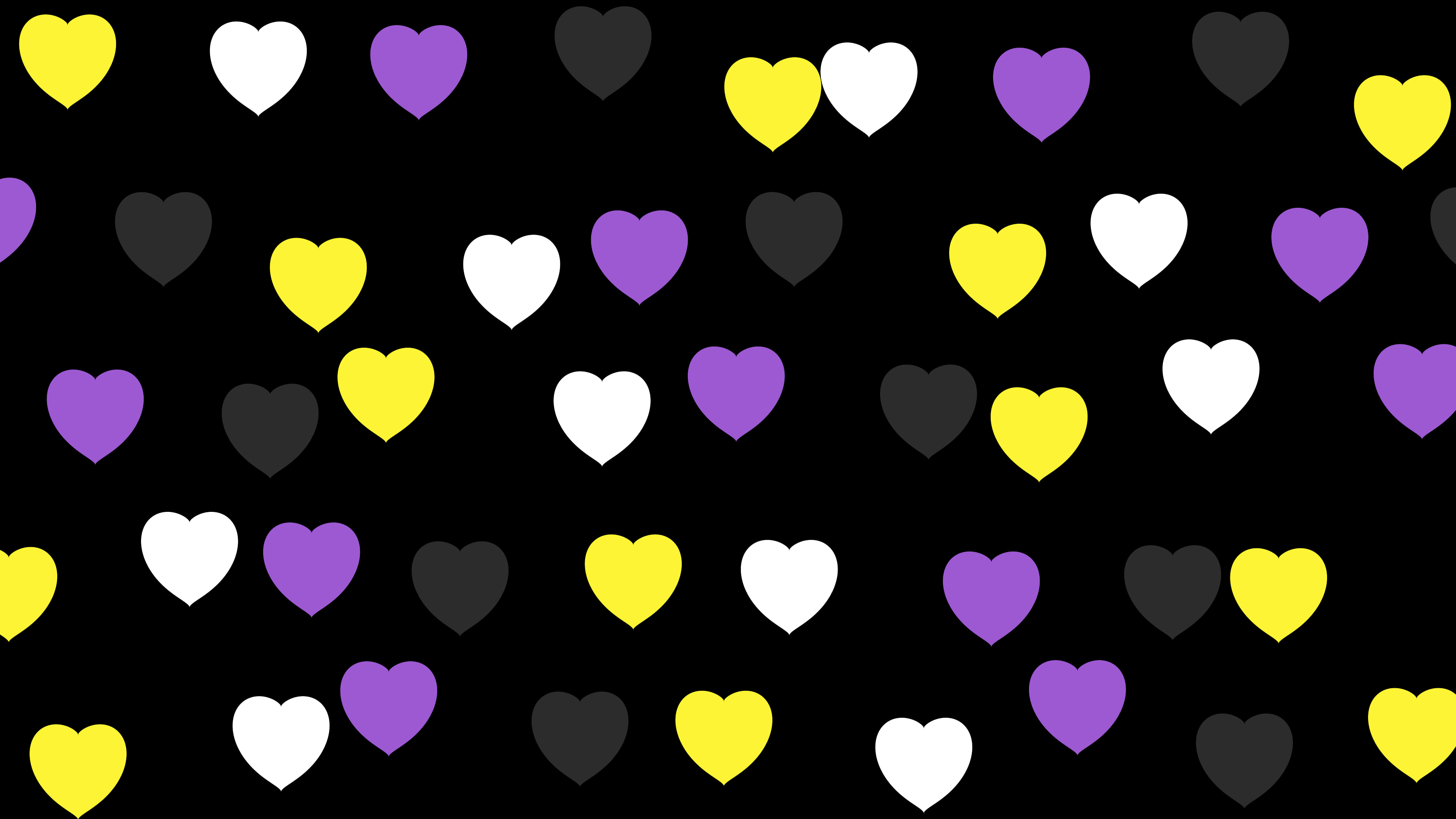 Nonbinary Pride Heart Pattern desktop wallpaper in 4K