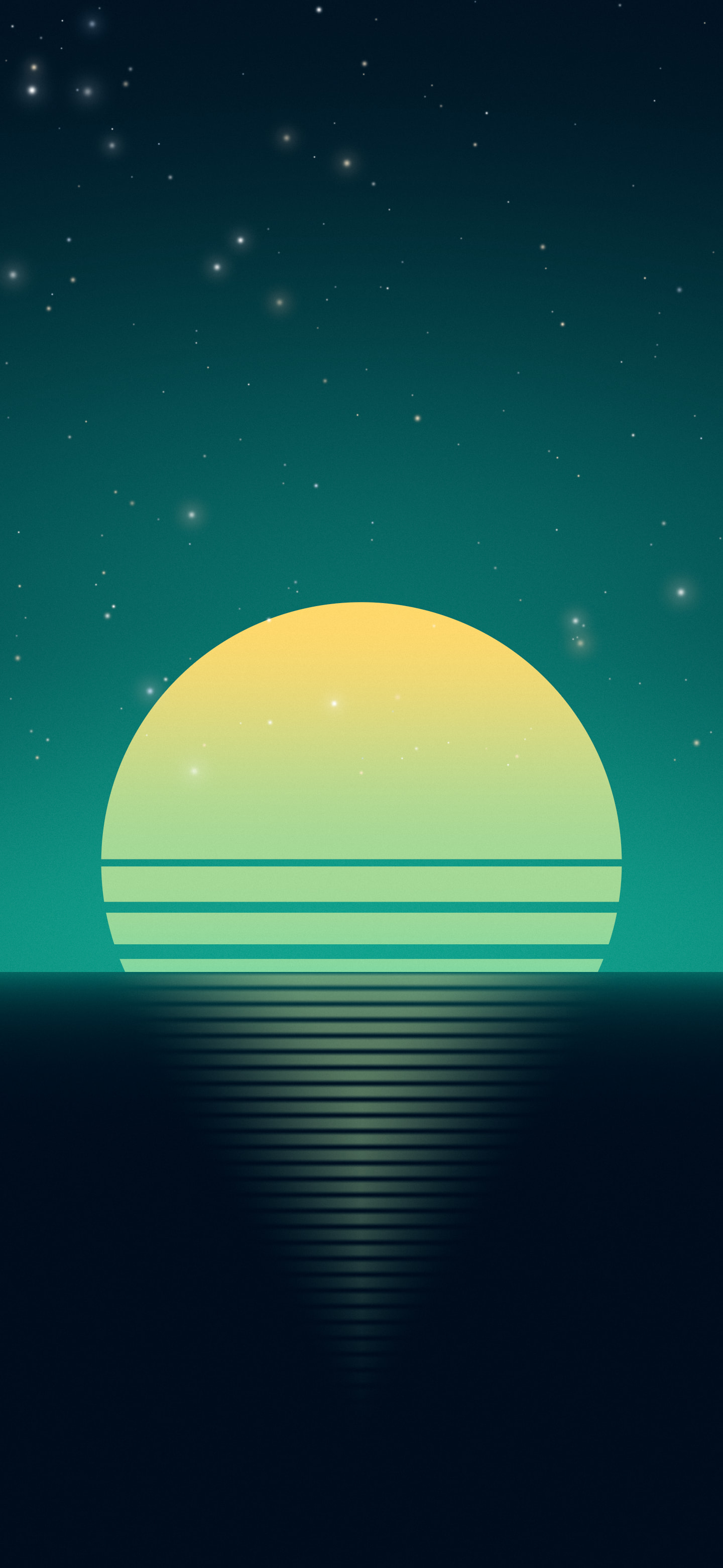 Northern Lights Retro Striped Sun wallpaper for iPhone and Android