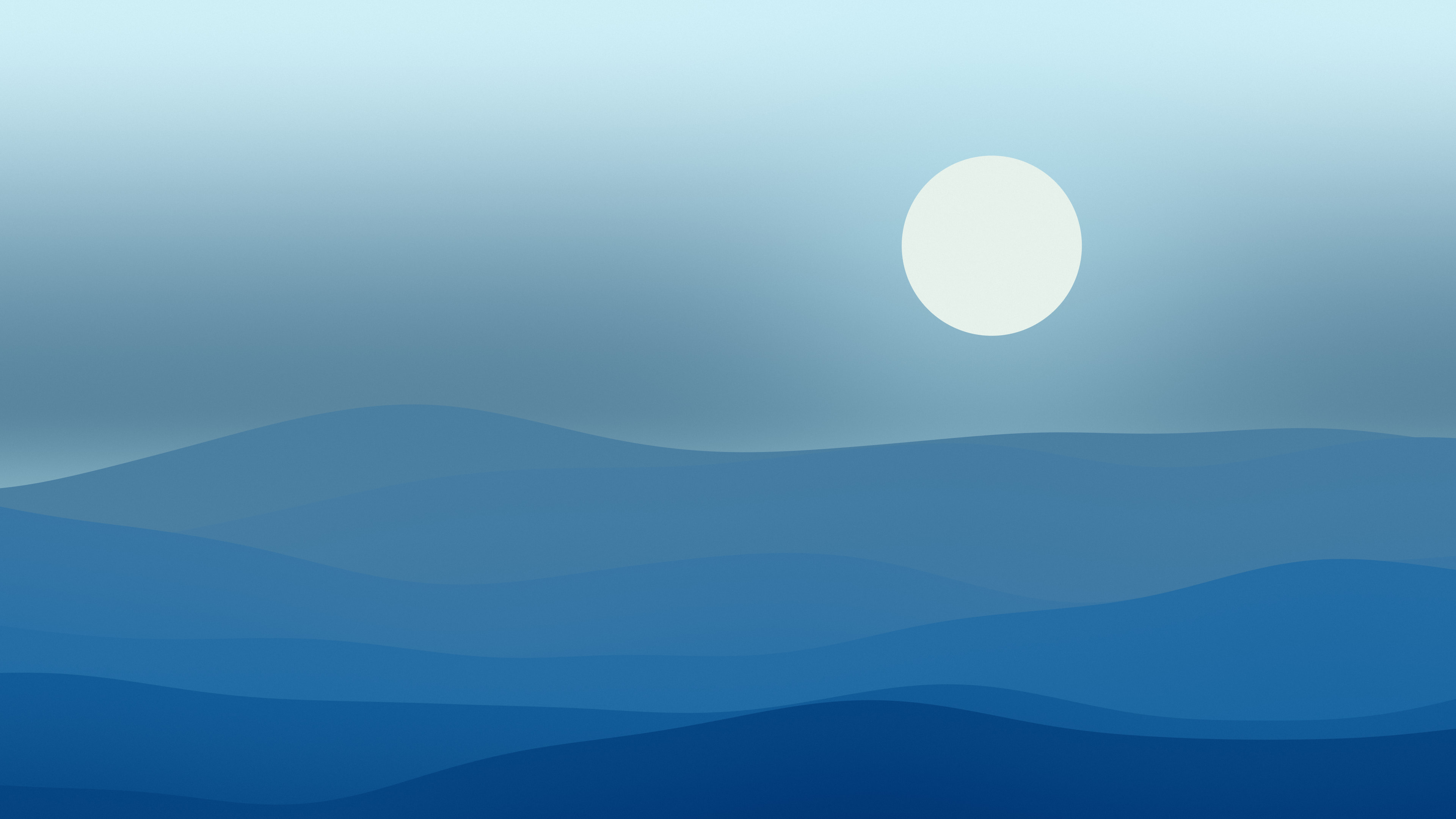Ocean Blue Minimalist Desert Dunes desktop wallpaper in 4K