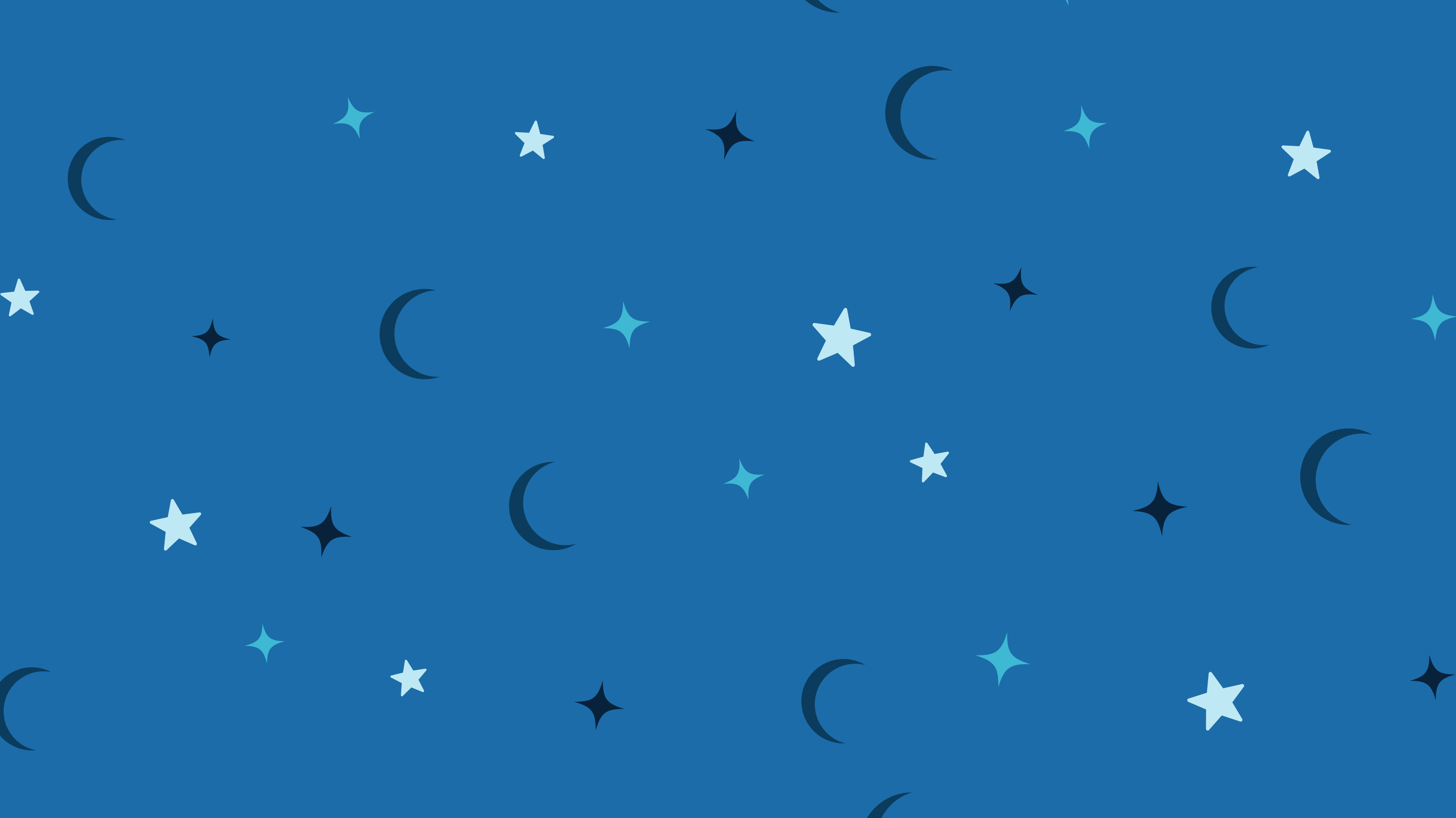 Ocean Blue Moon and Stars Pattern desktop wallpaper in 4K