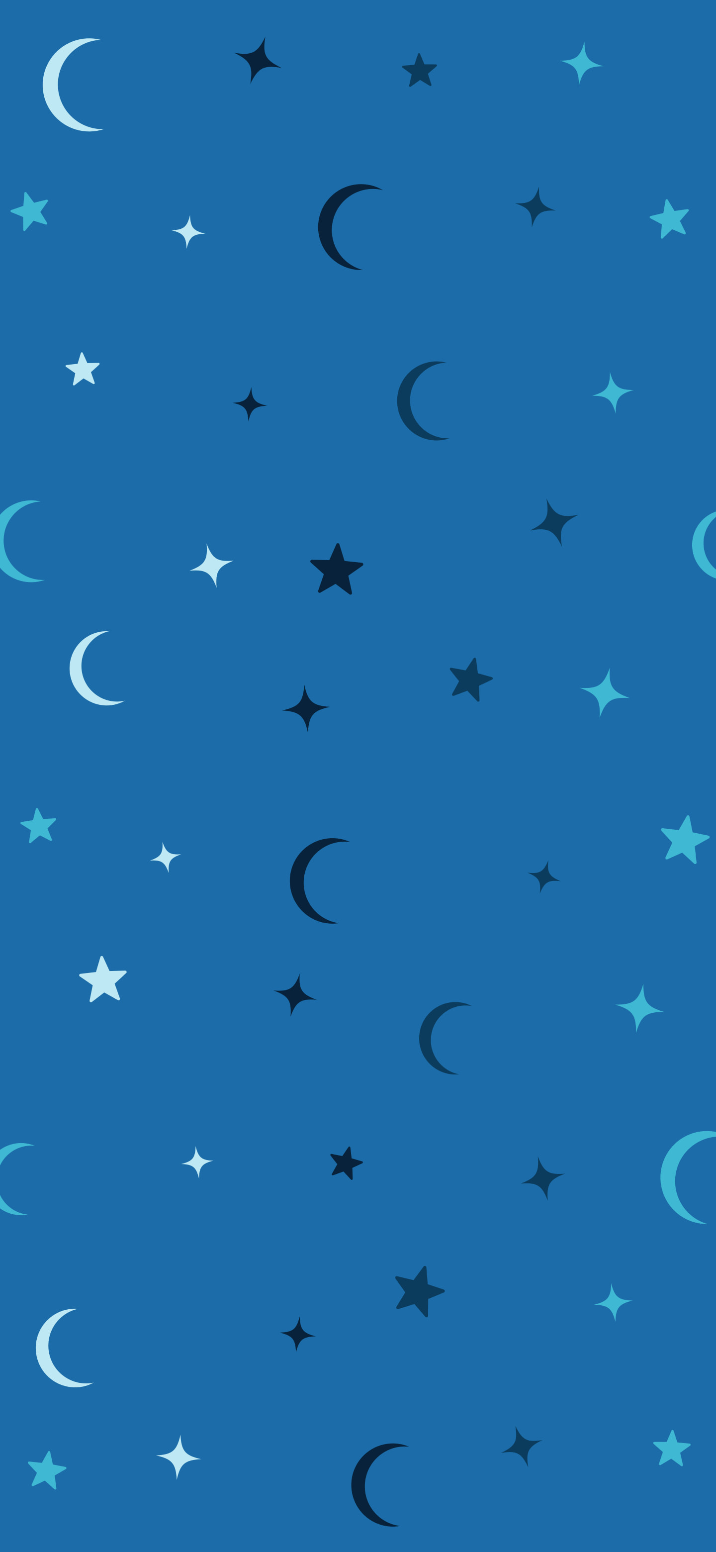 Ocean Blue Moon and Stars Pattern wallpaper for iPhone and Android