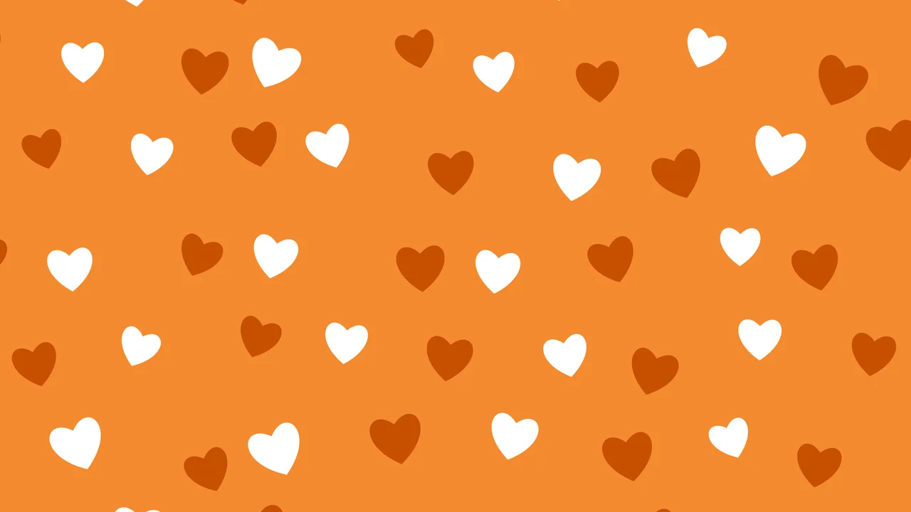 Orange Heart Pattern desktop wallpaper in 4K