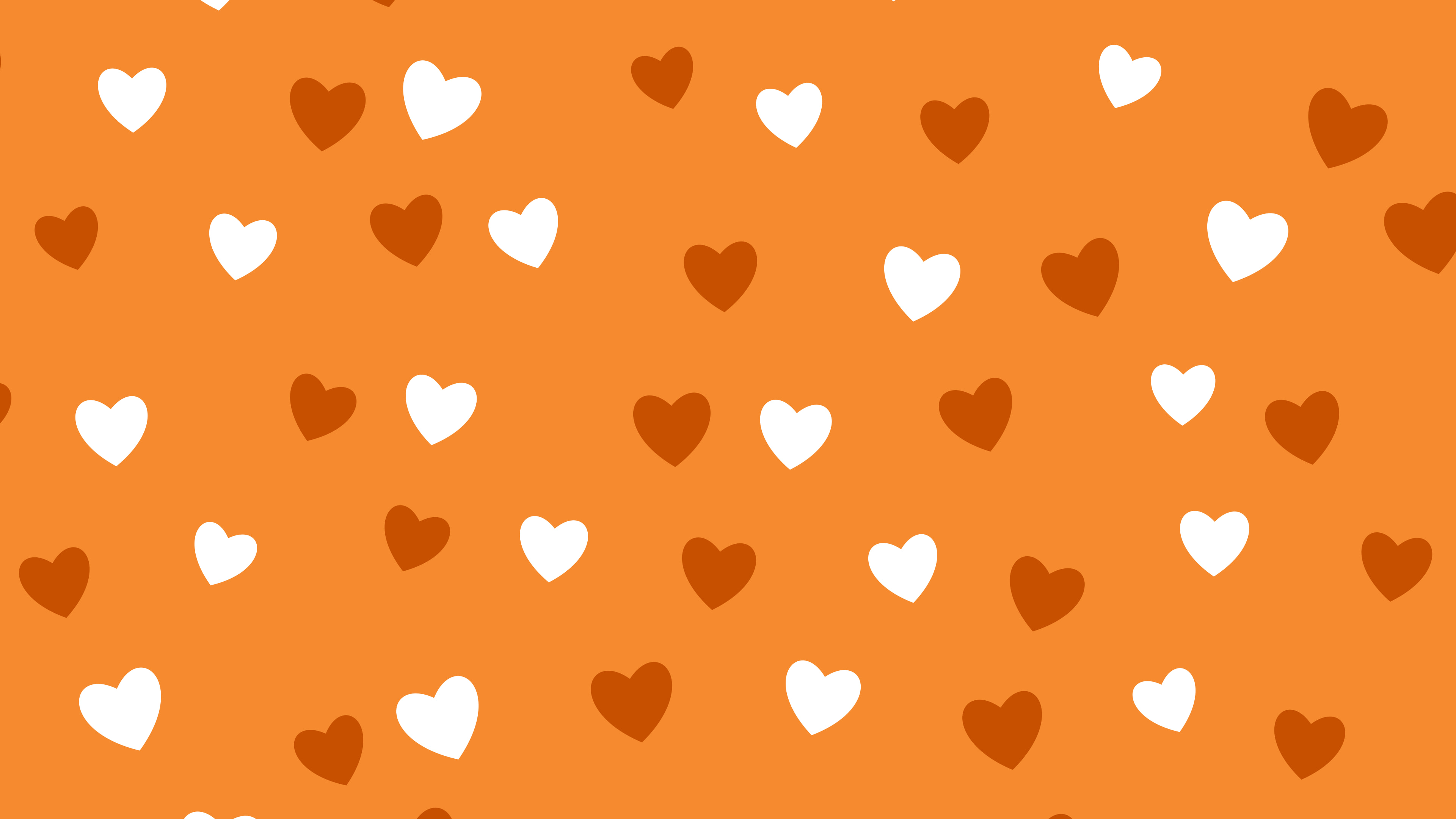 Orange Heart Pattern desktop wallpaper in 4K