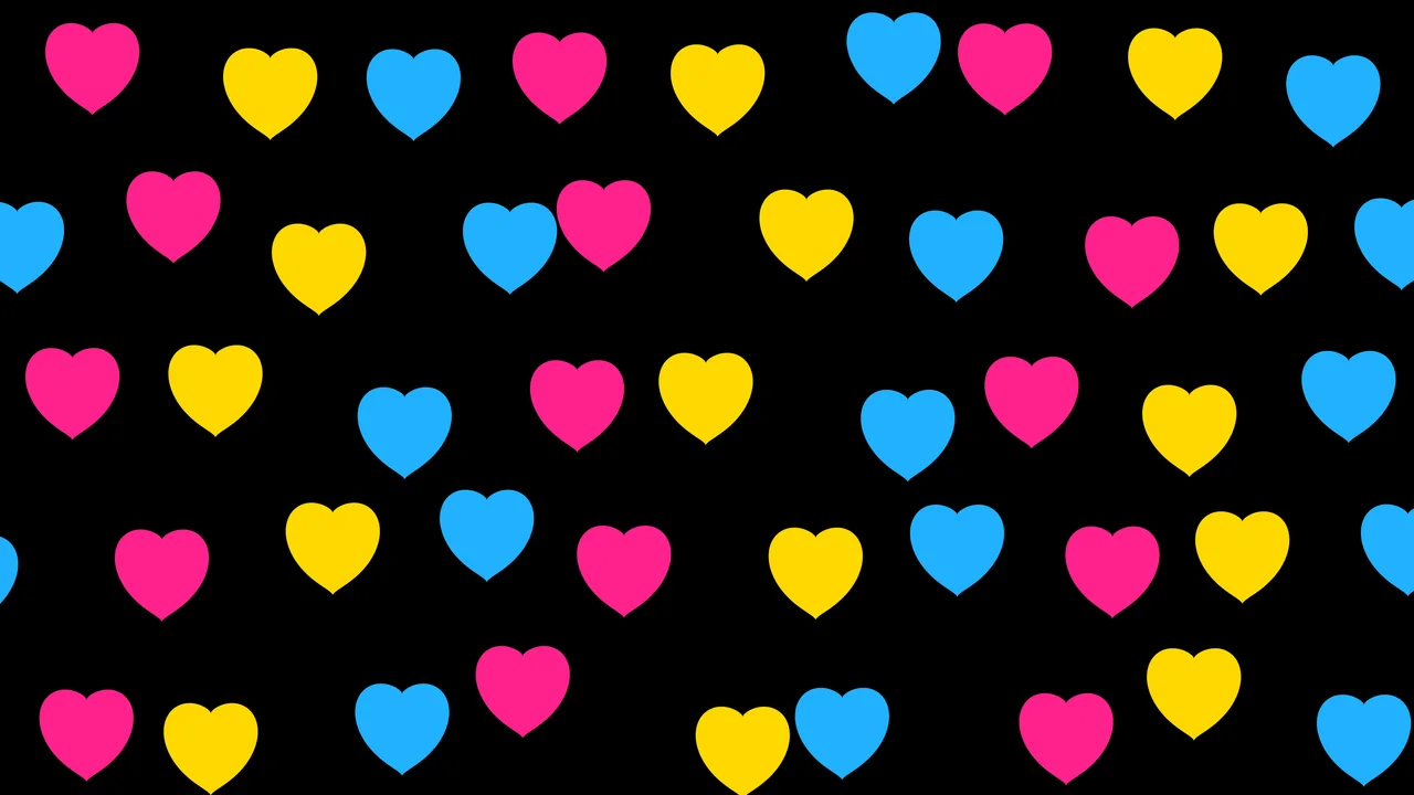 Pansexual Pride Heart Pattern desktop wallpaper in 4K