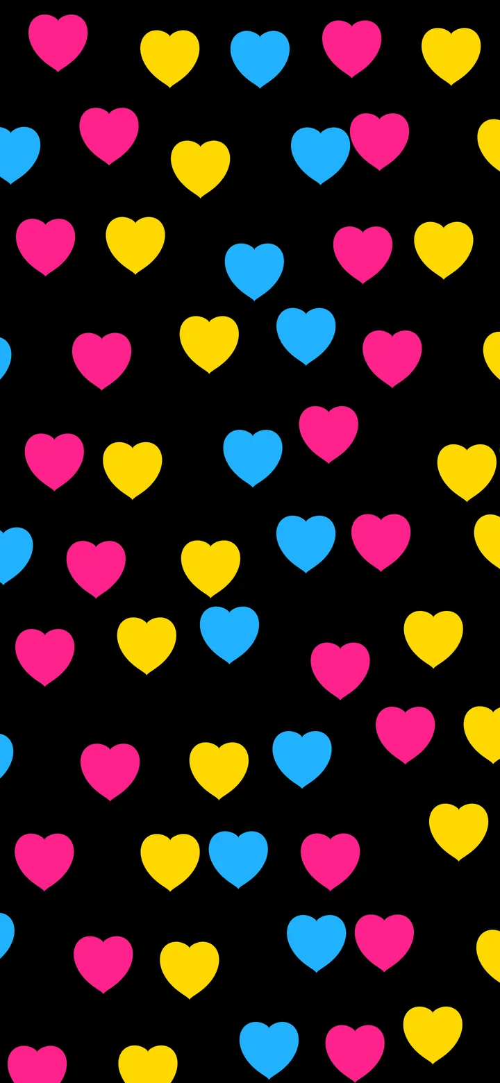 Pansexual Pride Heart Pattern wallpaper for iPhone and Android