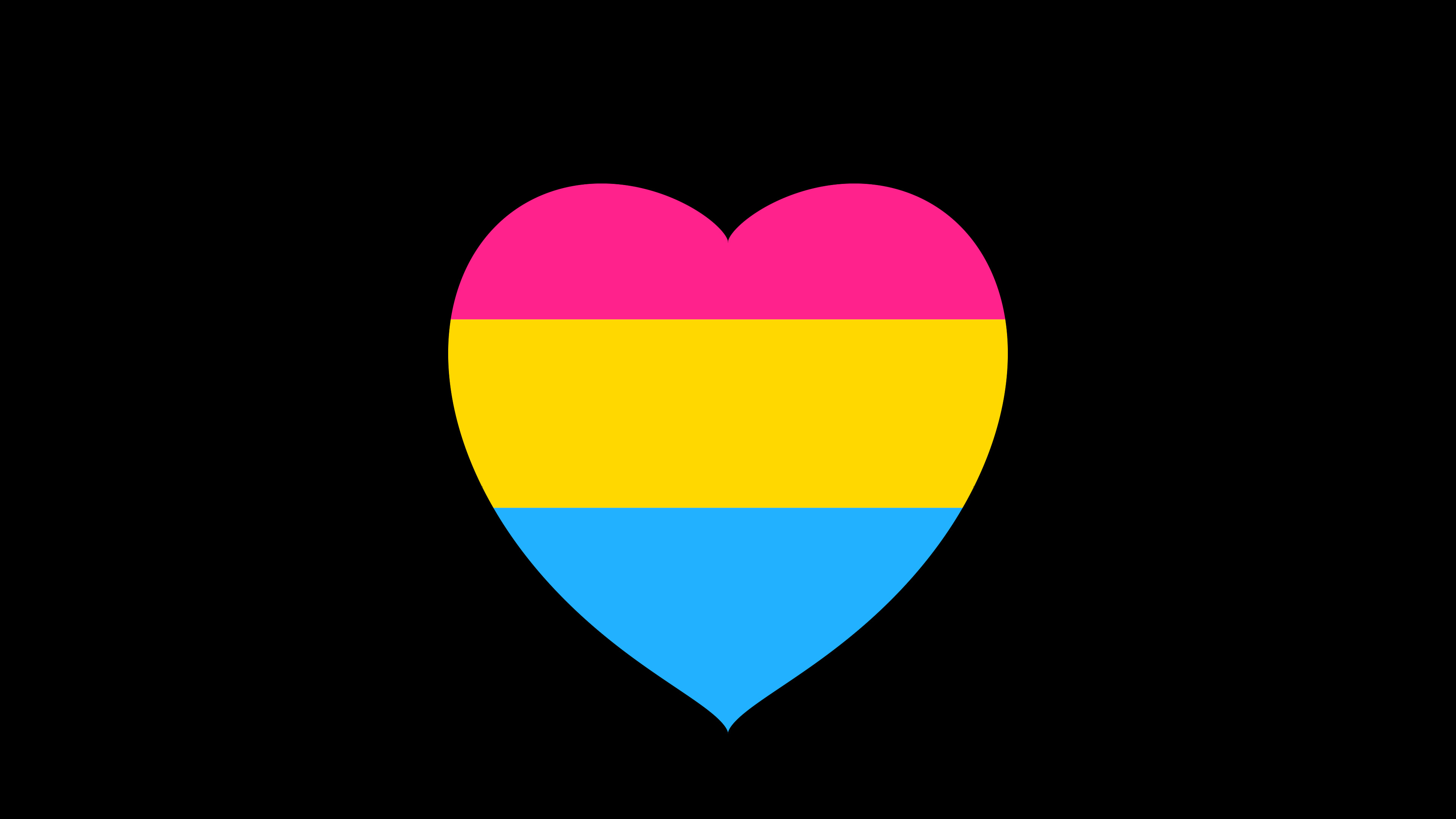 Pansexual Pride Heart desktop wallpaper in 4K