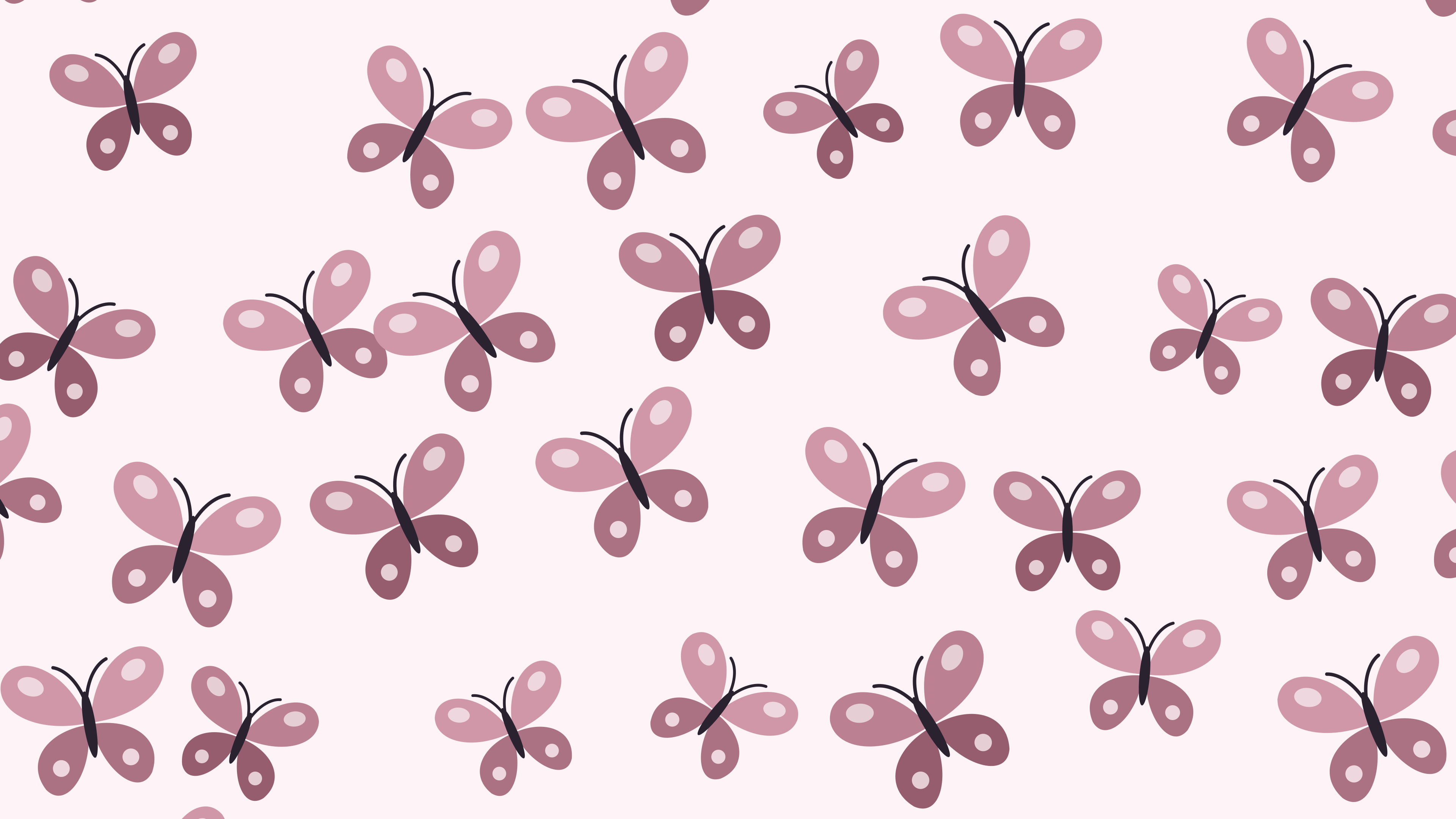 Pastel Pink Butterfly Pattern desktop wallpaper in 4K