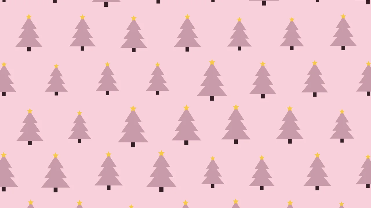 Pastel Pink Christmas Tree Pattern desktop wallpaper in 4K