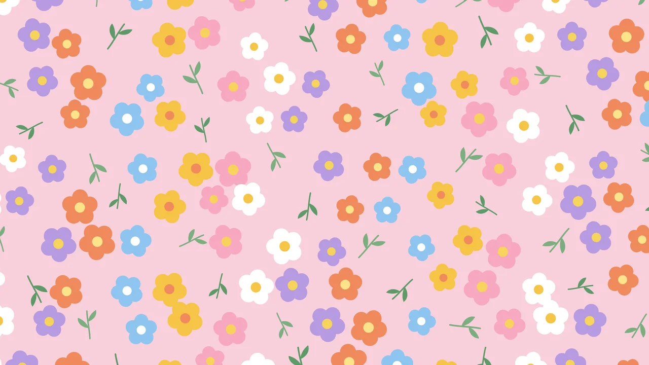 Pastel Pink Ditsy Floral Pattern desktop wallpaper in 4K