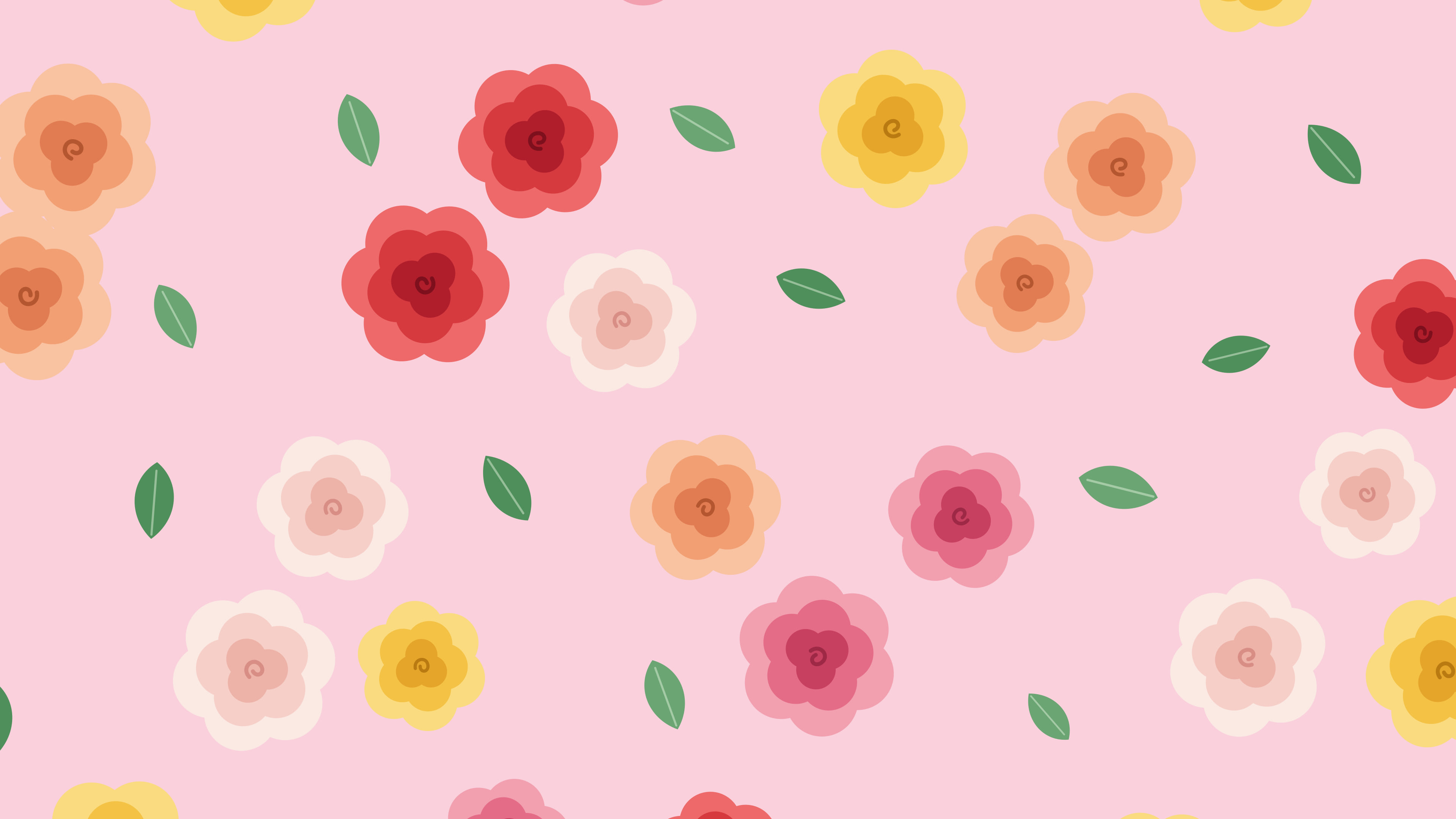 Pastel Pink Rose Pattern desktop wallpaper in 4K
