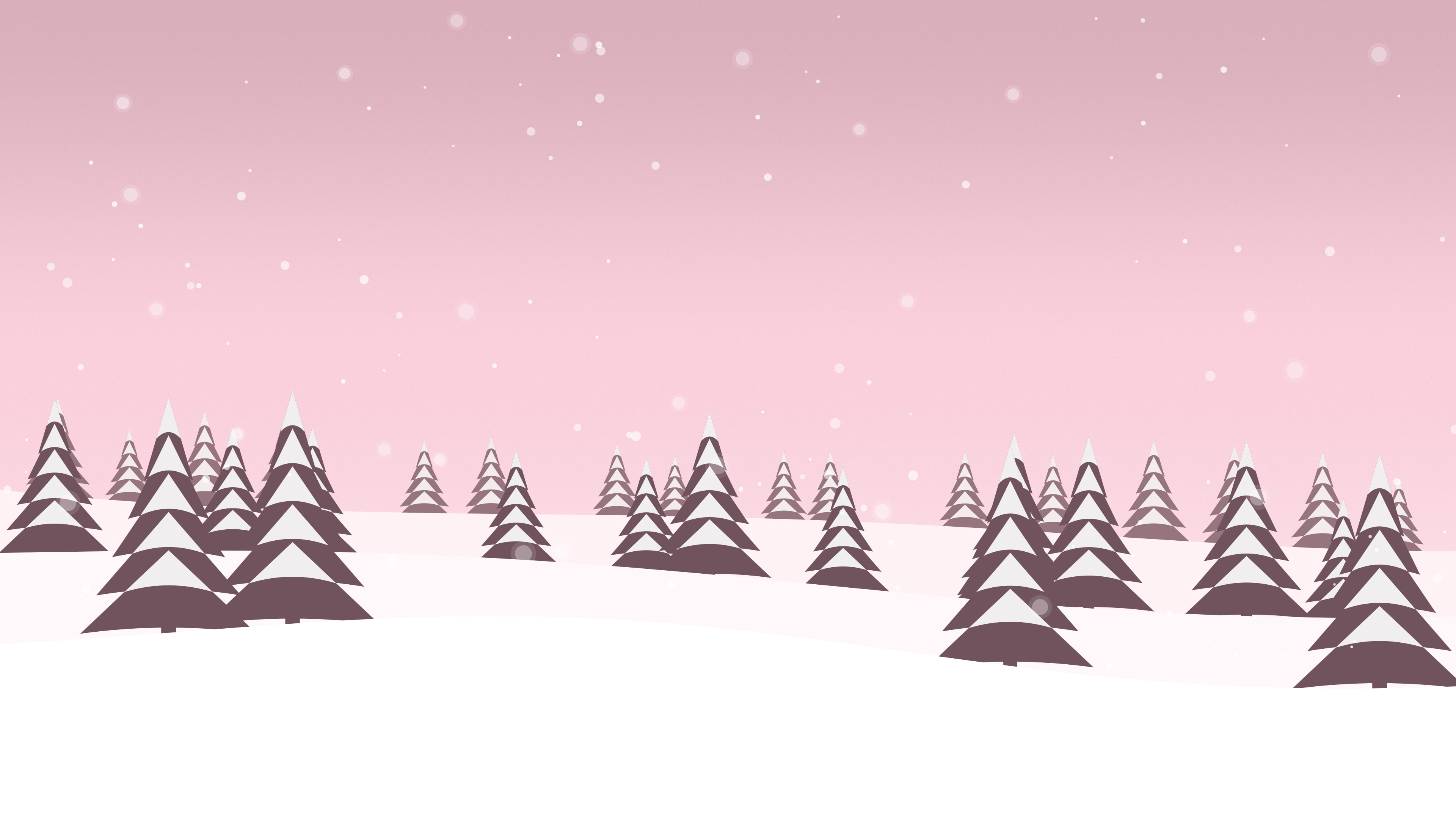 Pastel Pink Snowy Forest desktop wallpaper in 4K