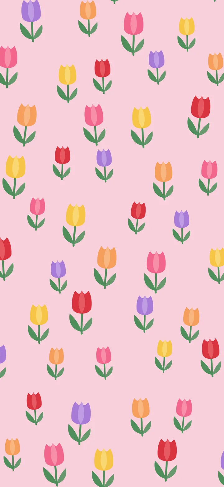 Pastel Pink Tulip Pattern wallpaper for iPhone and Android