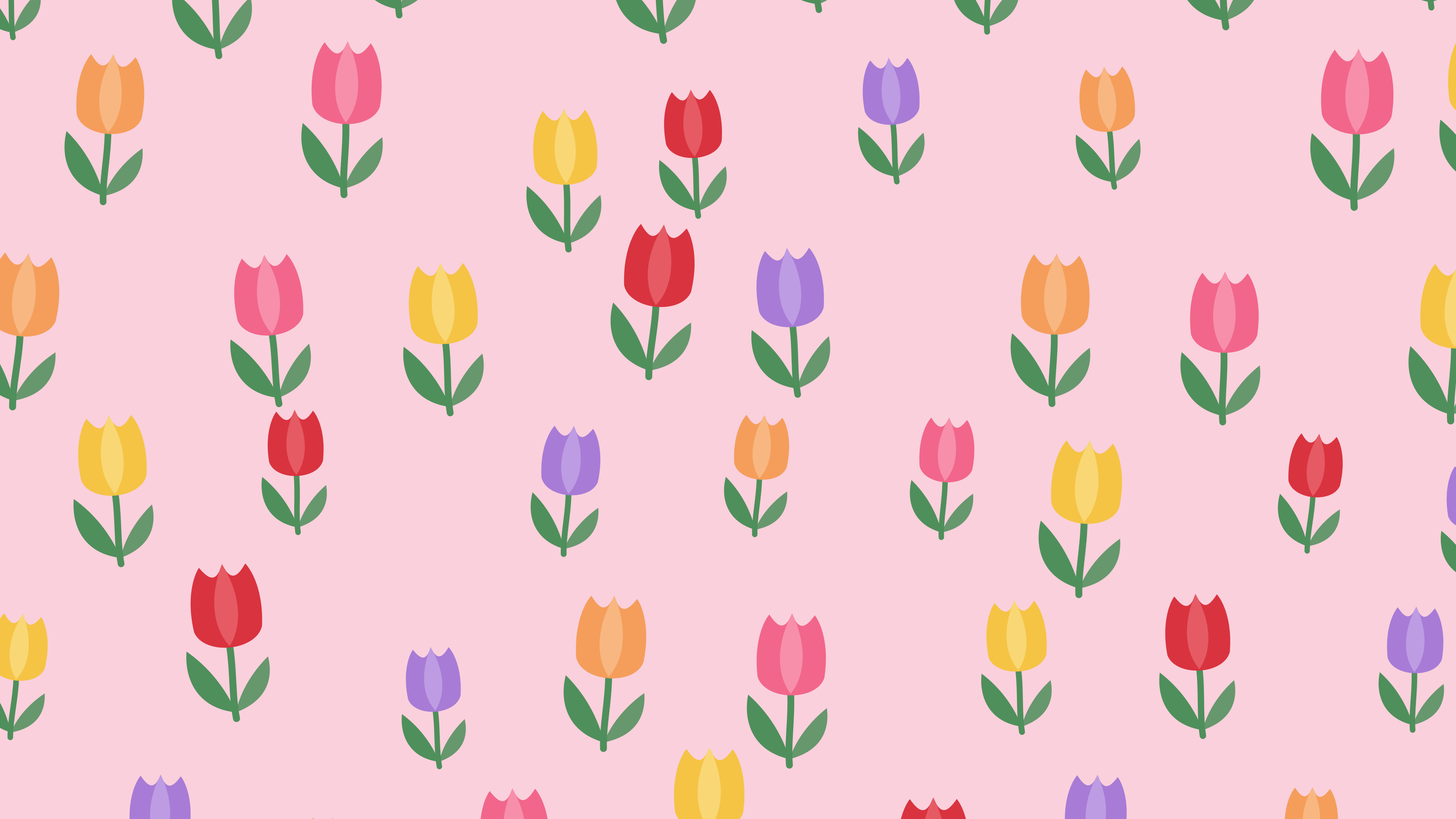 Pastel Pink Tulip Pattern desktop wallpaper in 4K