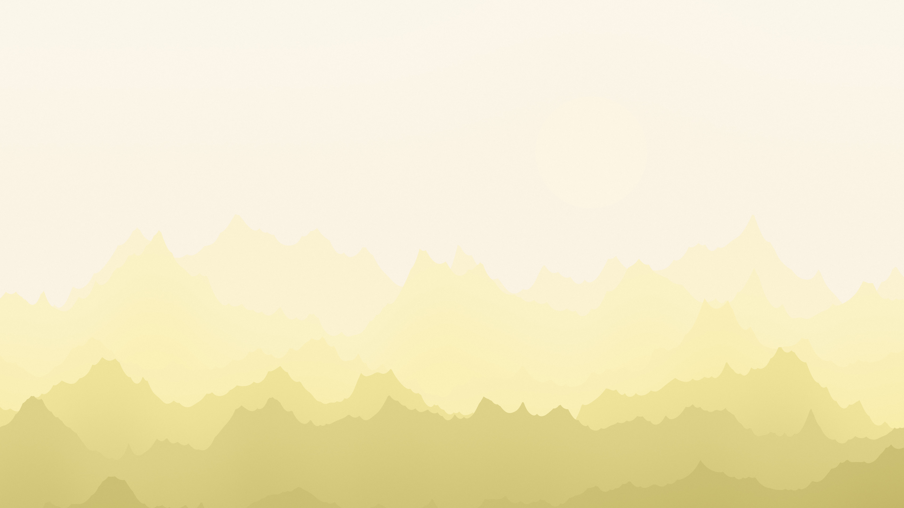 Pastel Yellow and Cream Minimalist Mountain Landscape desktop wallpaper in 4K