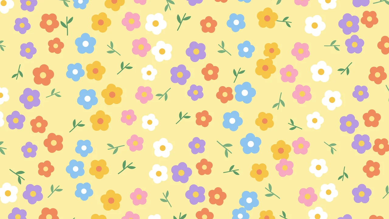 Pastel Yellow Ditsy Floral Pattern desktop wallpaper in 4K
