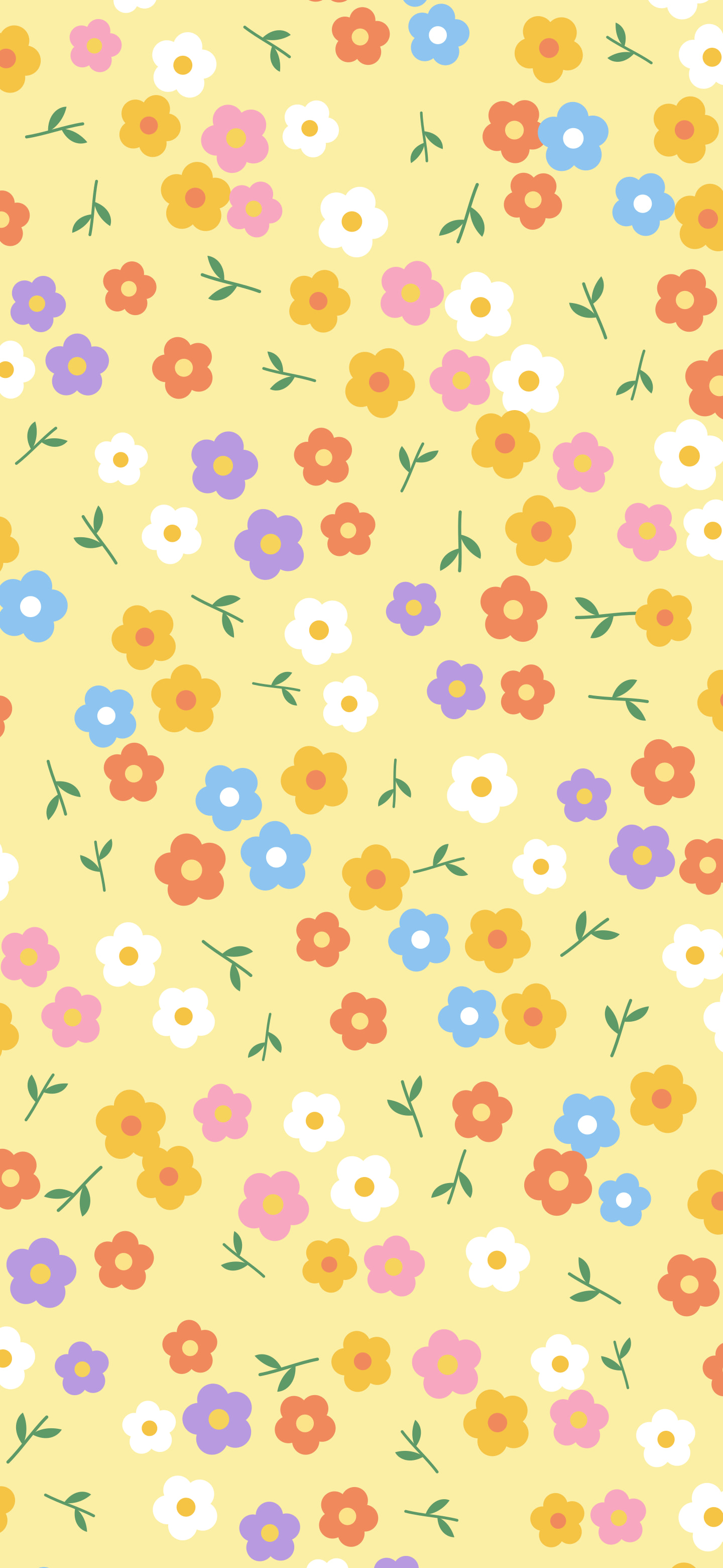 Pastel Yellow Ditsy Floral Pattern wallpaper for iPhone and Android