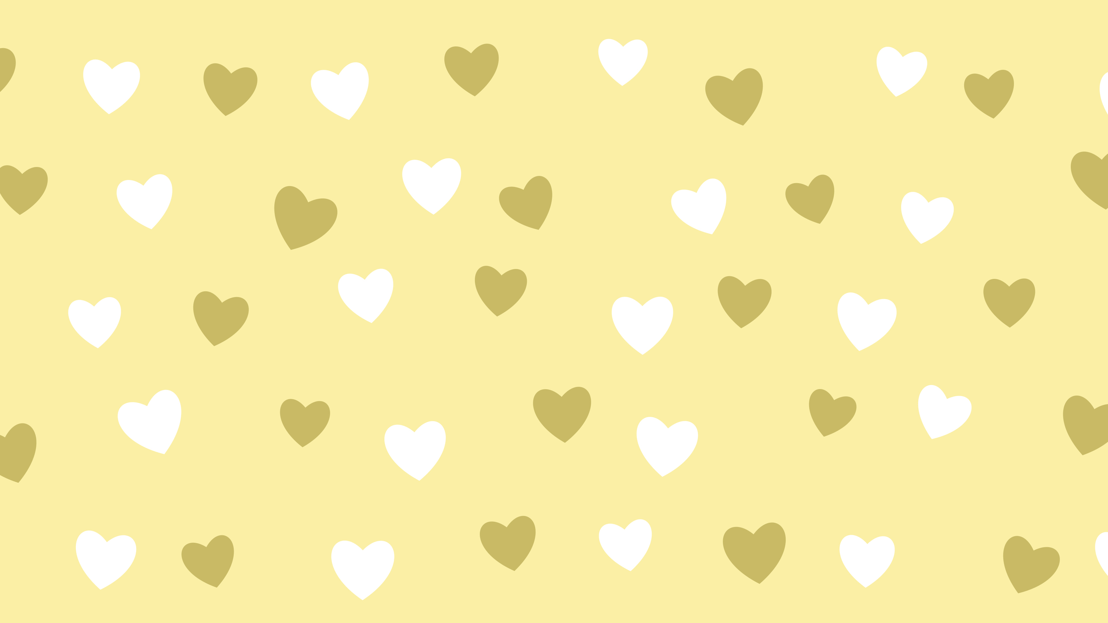 Pastel Yellow Heart Pattern desktop wallpaper in 4K