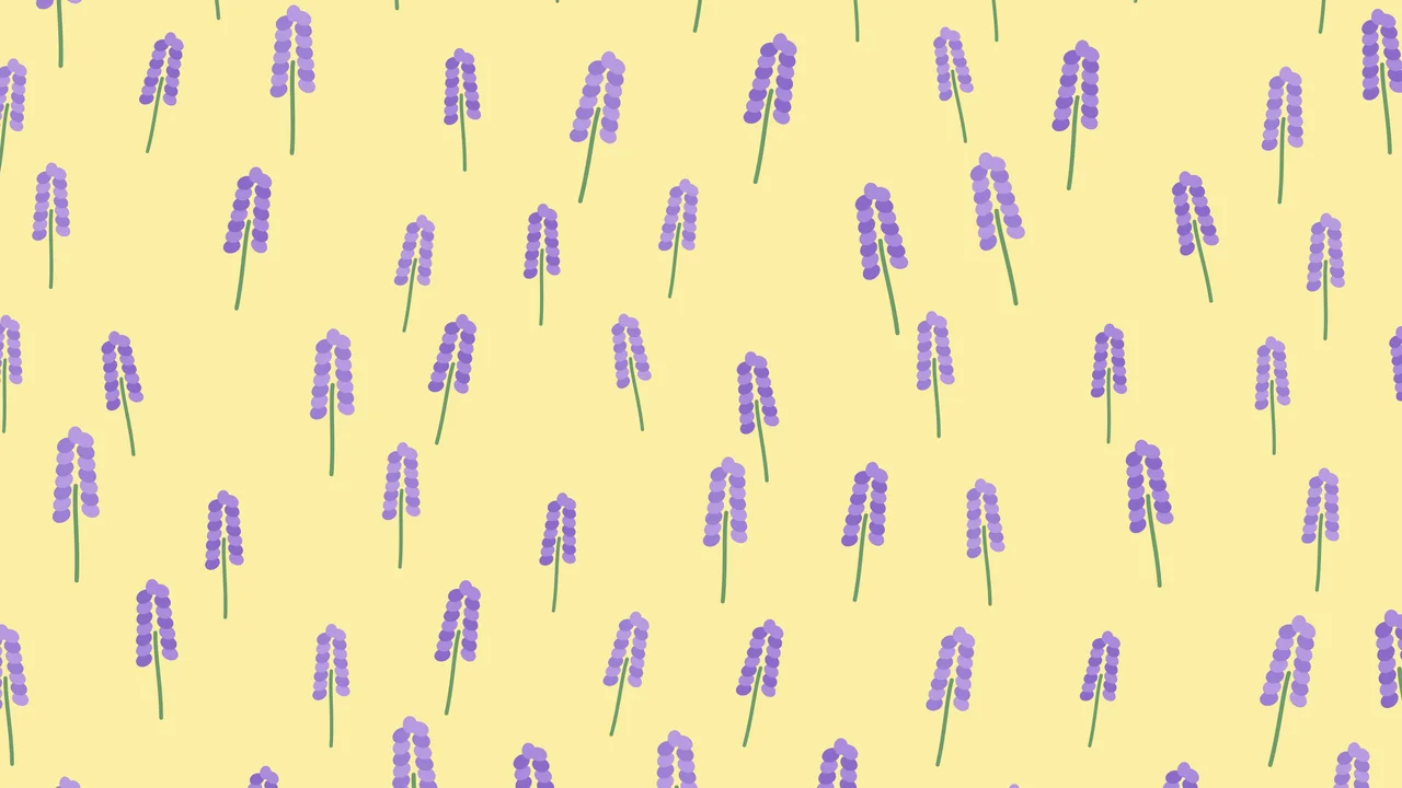 Pastel Yellow Lavender Sprig Pattern desktop wallpaper in 4K