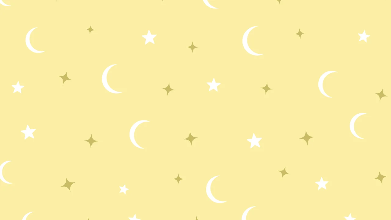 Pastel Yellow Moon and Stars Pattern desktop wallpaper in 4K