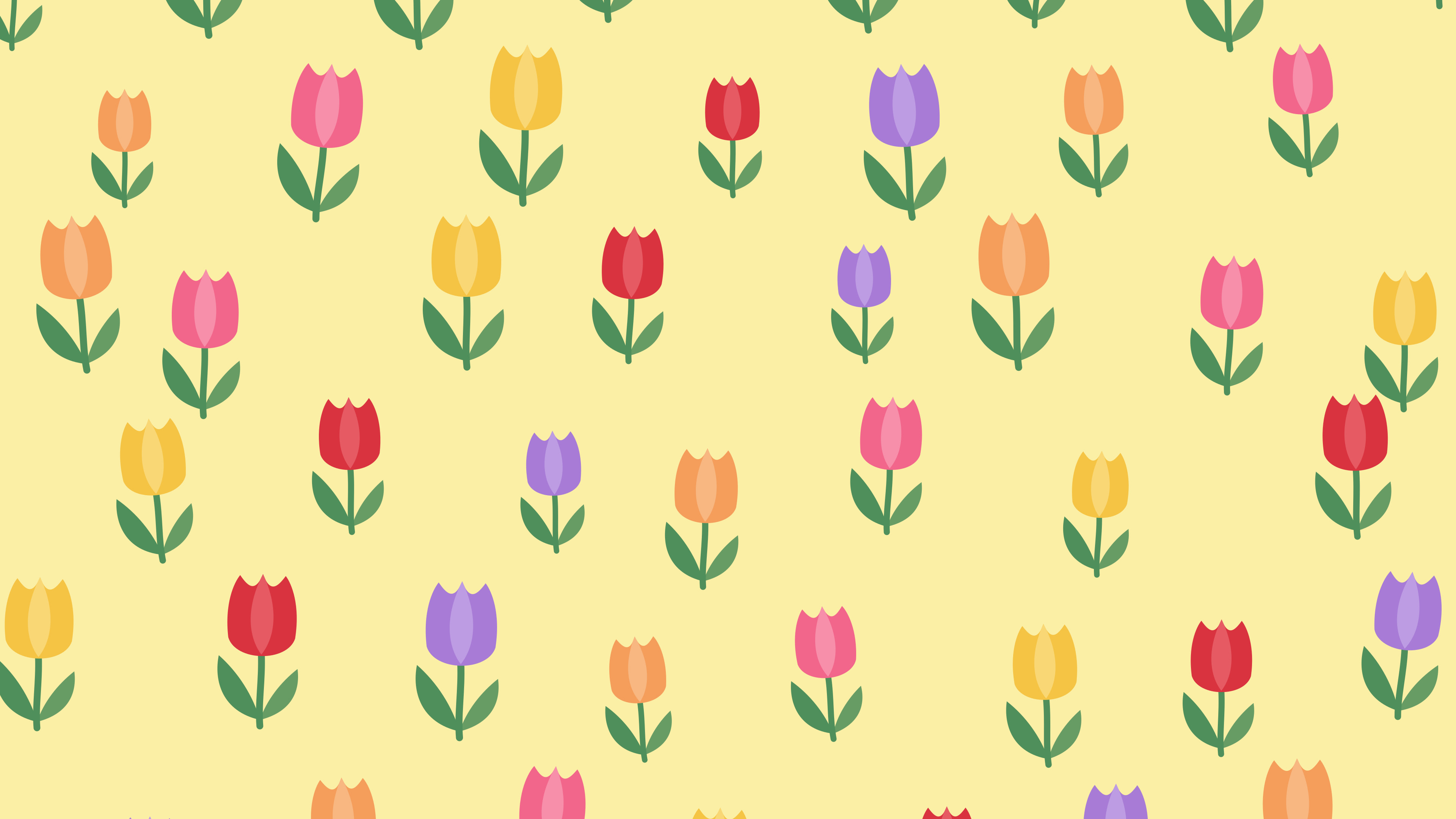 Pastel Yellow Tulip Pattern desktop wallpaper in 4K