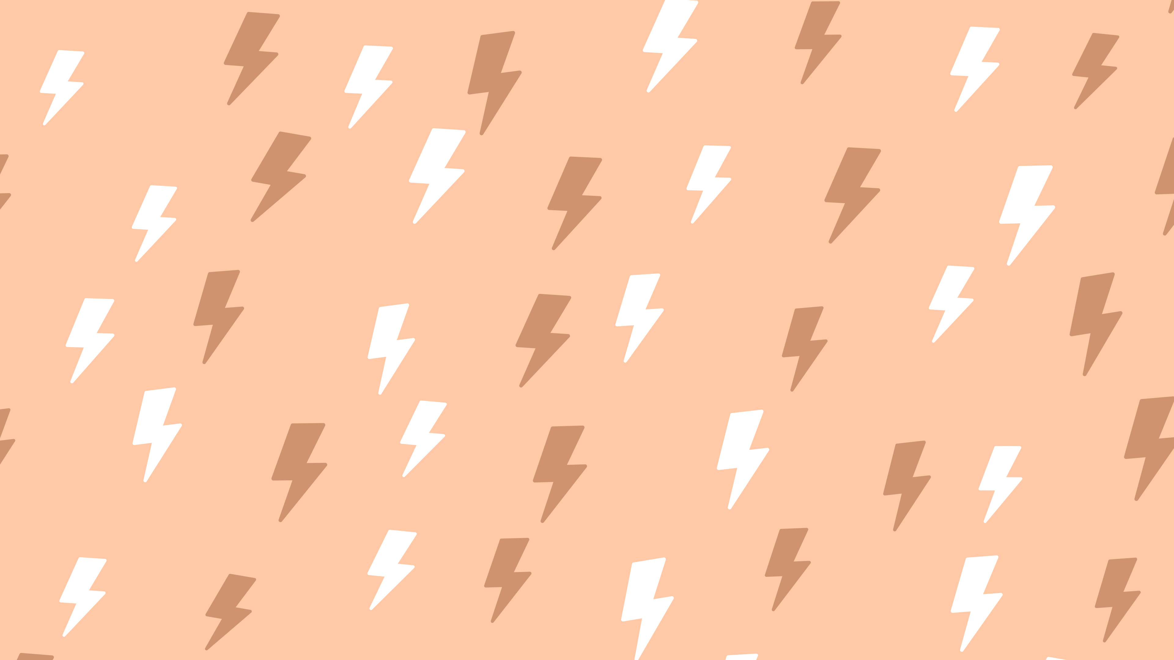 Peach Lightning Bolt Pattern desktop wallpaper in 4K