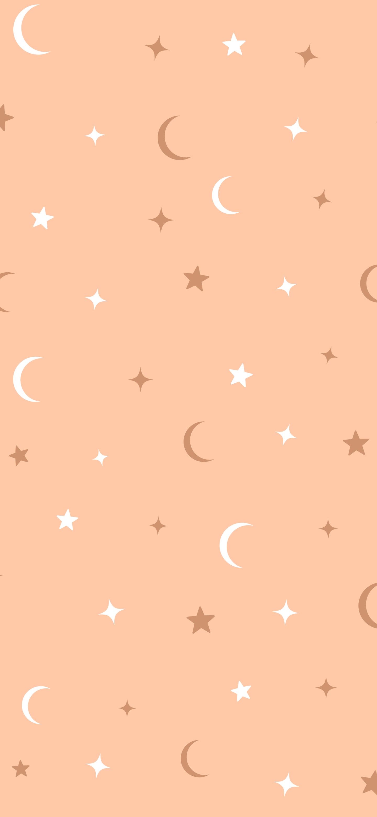Peach Moon and Stars Pattern wallpaper for iPhone and Android