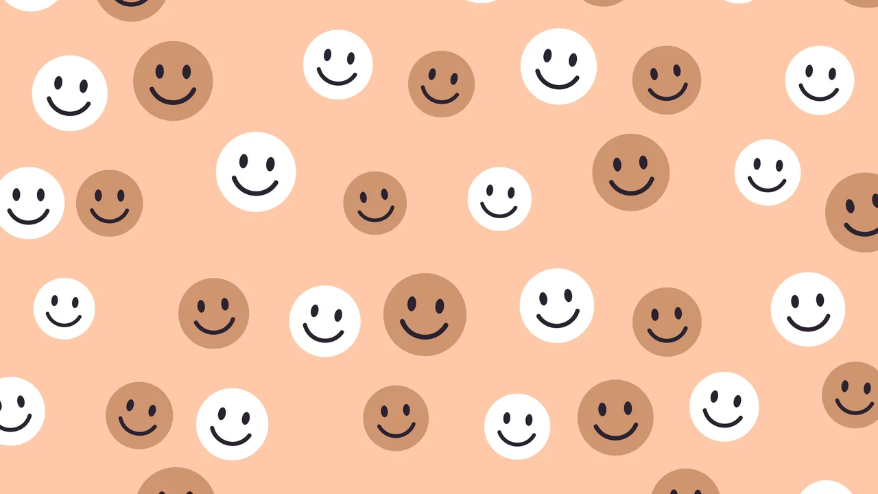 Peach Smiley Face Pattern desktop wallpaper in 4K