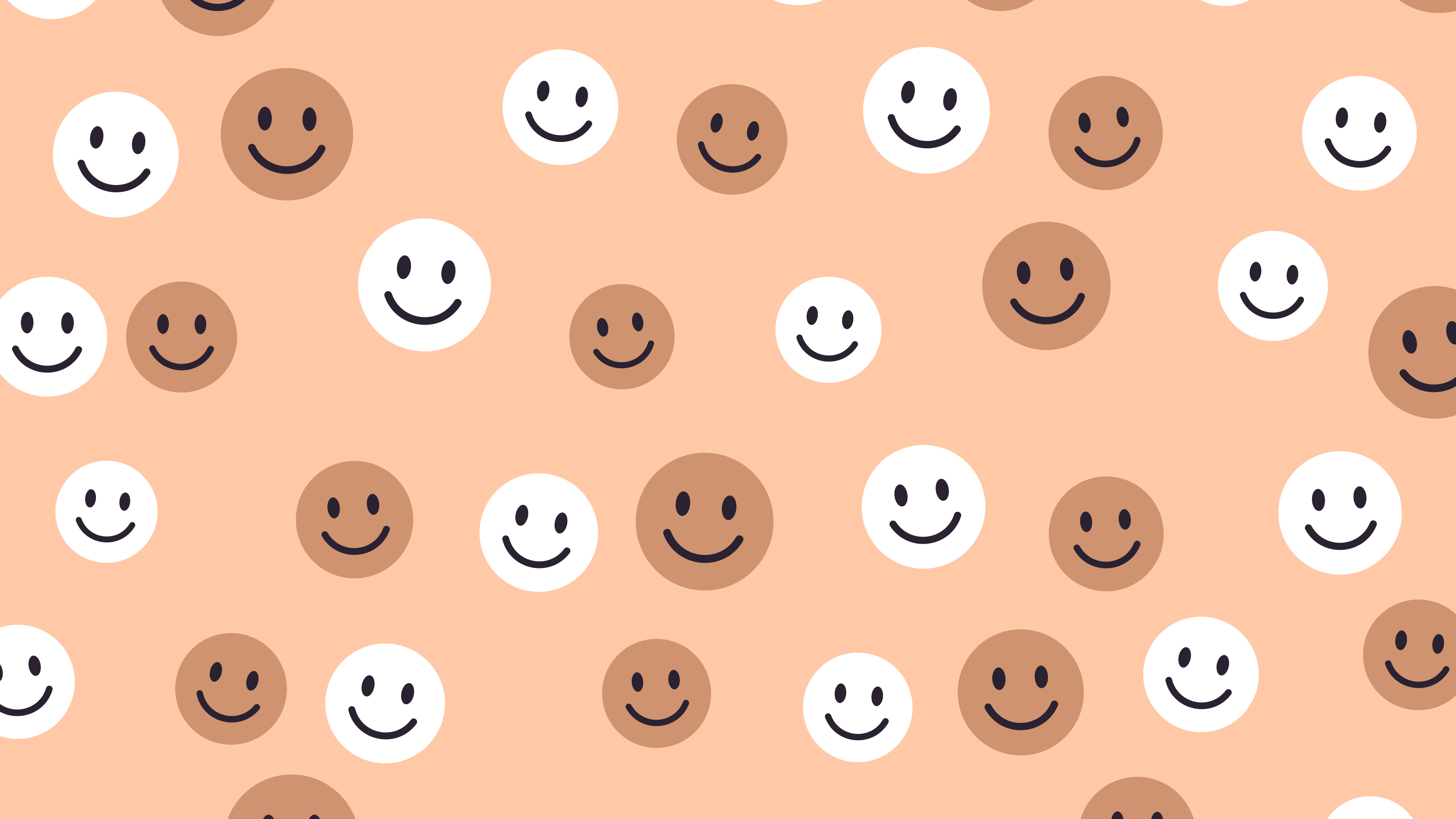 Peach Smiley Face Pattern desktop wallpaper in 4K