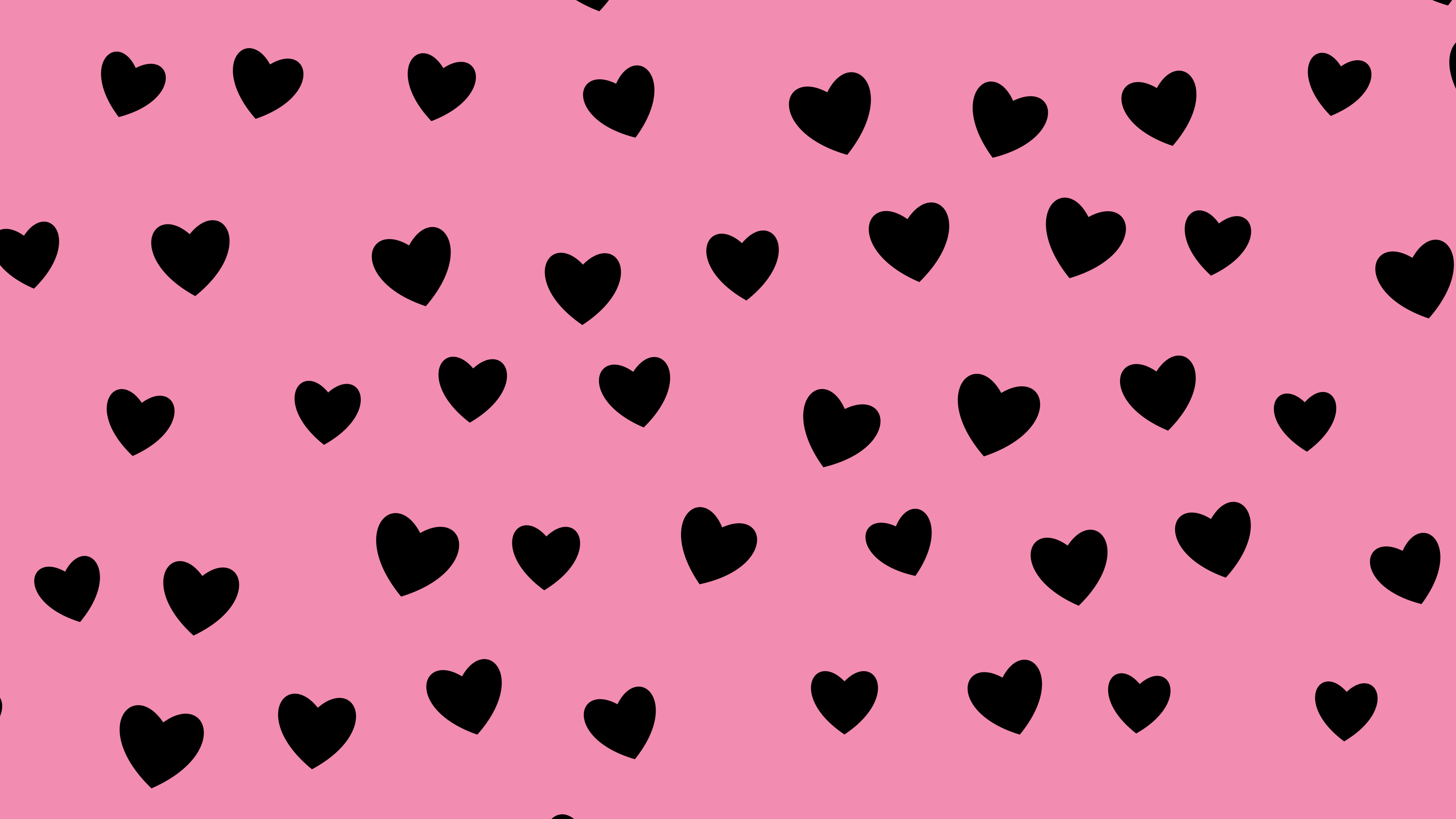 Pink and Black Heart Pattern desktop wallpaper in 4K