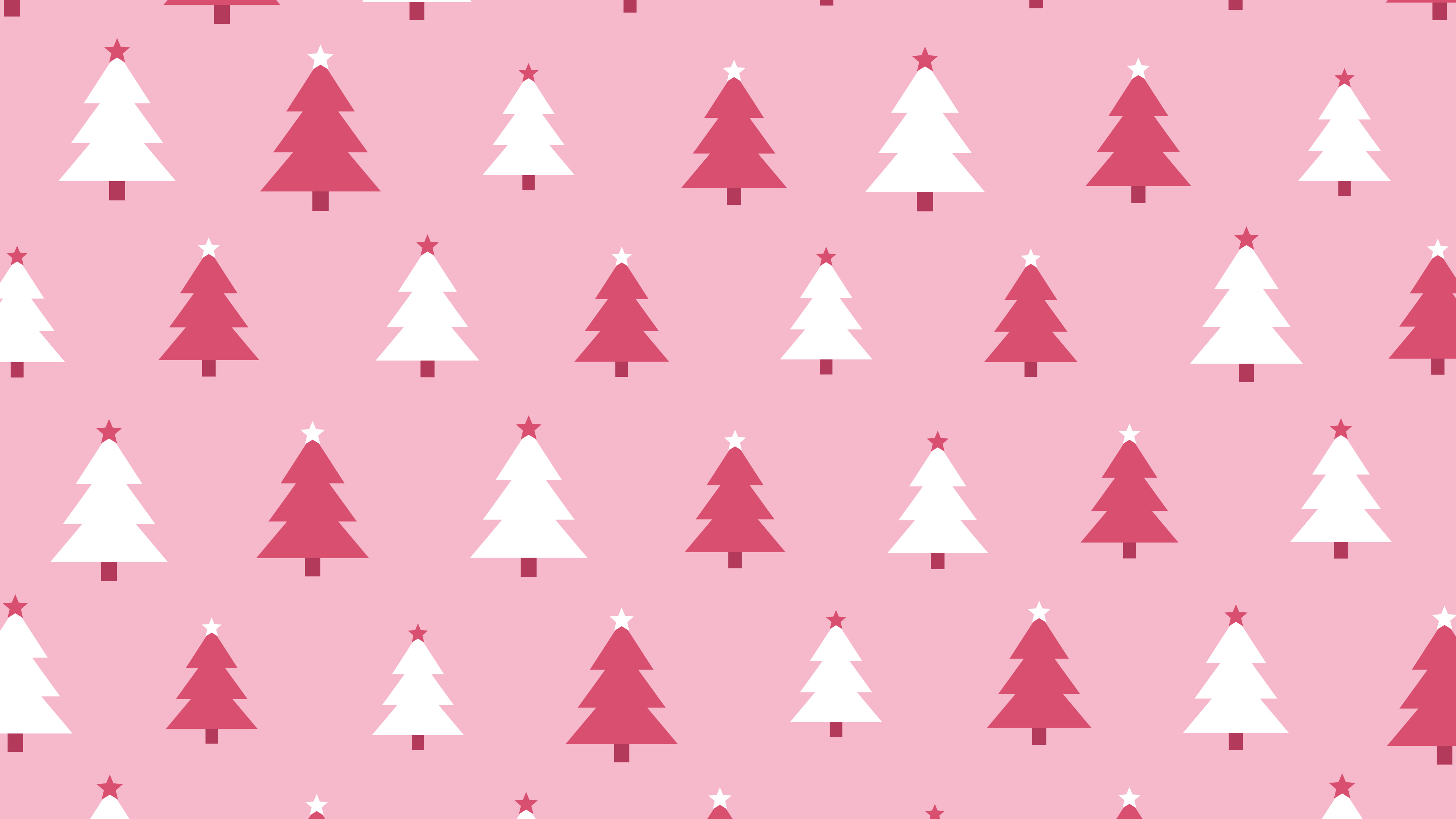 Pink Christmas Tree Pattern desktop wallpaper in 4K