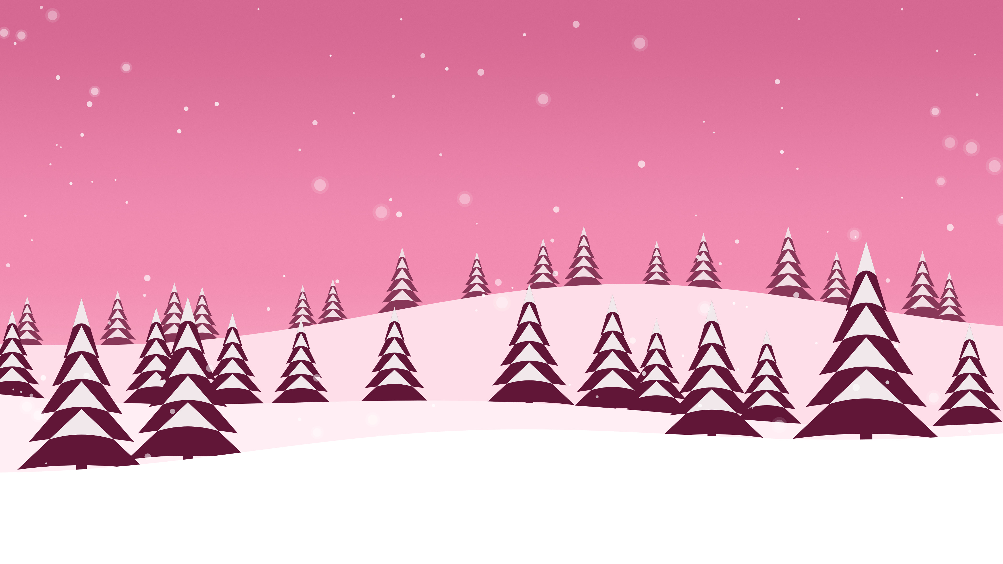 Pink Snowy Forest desktop wallpaper in 4K