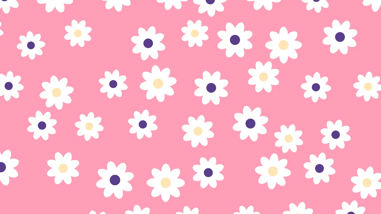 Pink Sunset Daisy Flower Pattern desktop wallpaper in 4K