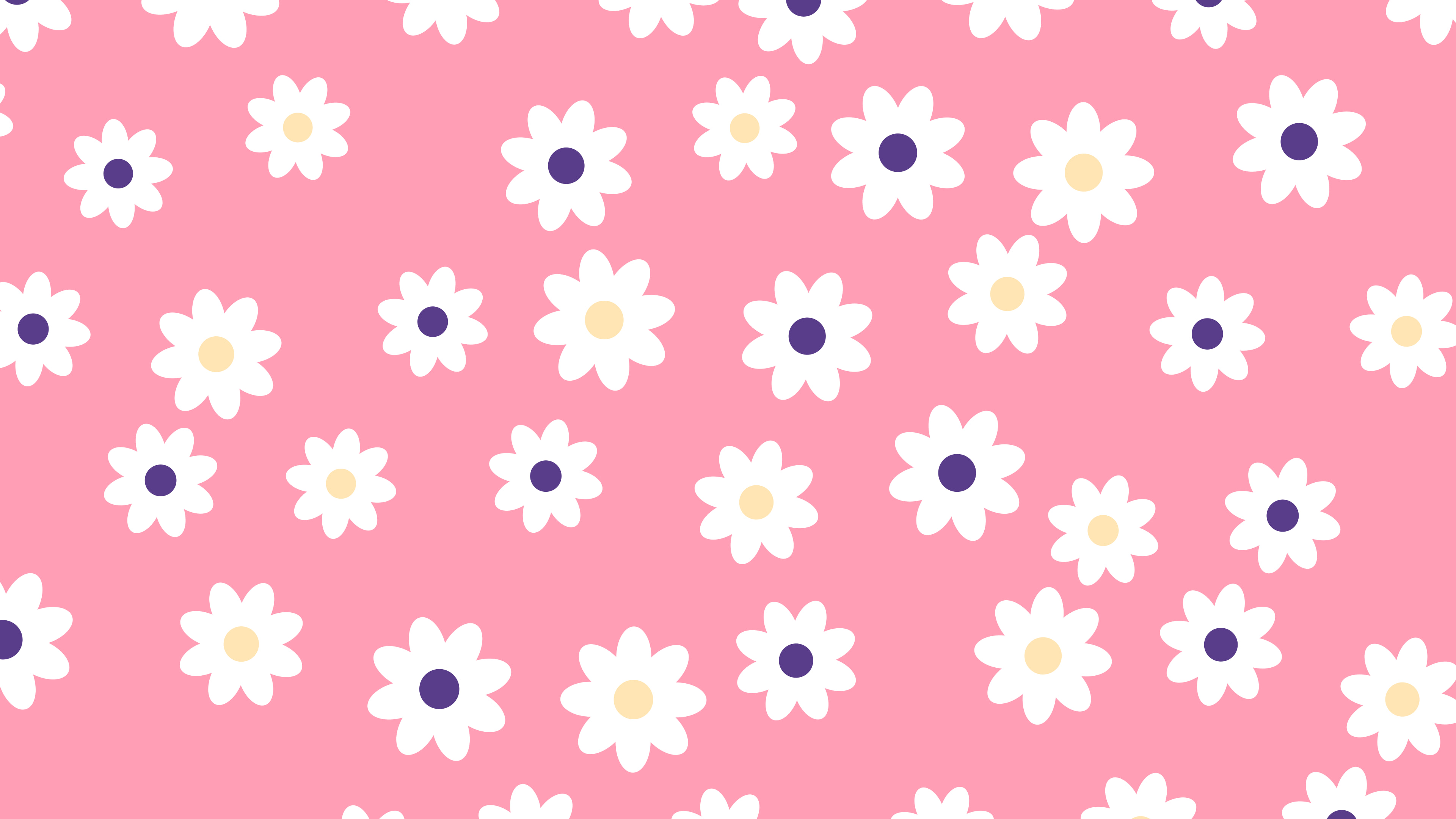 Pink Sunset Daisy Flower Pattern desktop wallpaper in 4K